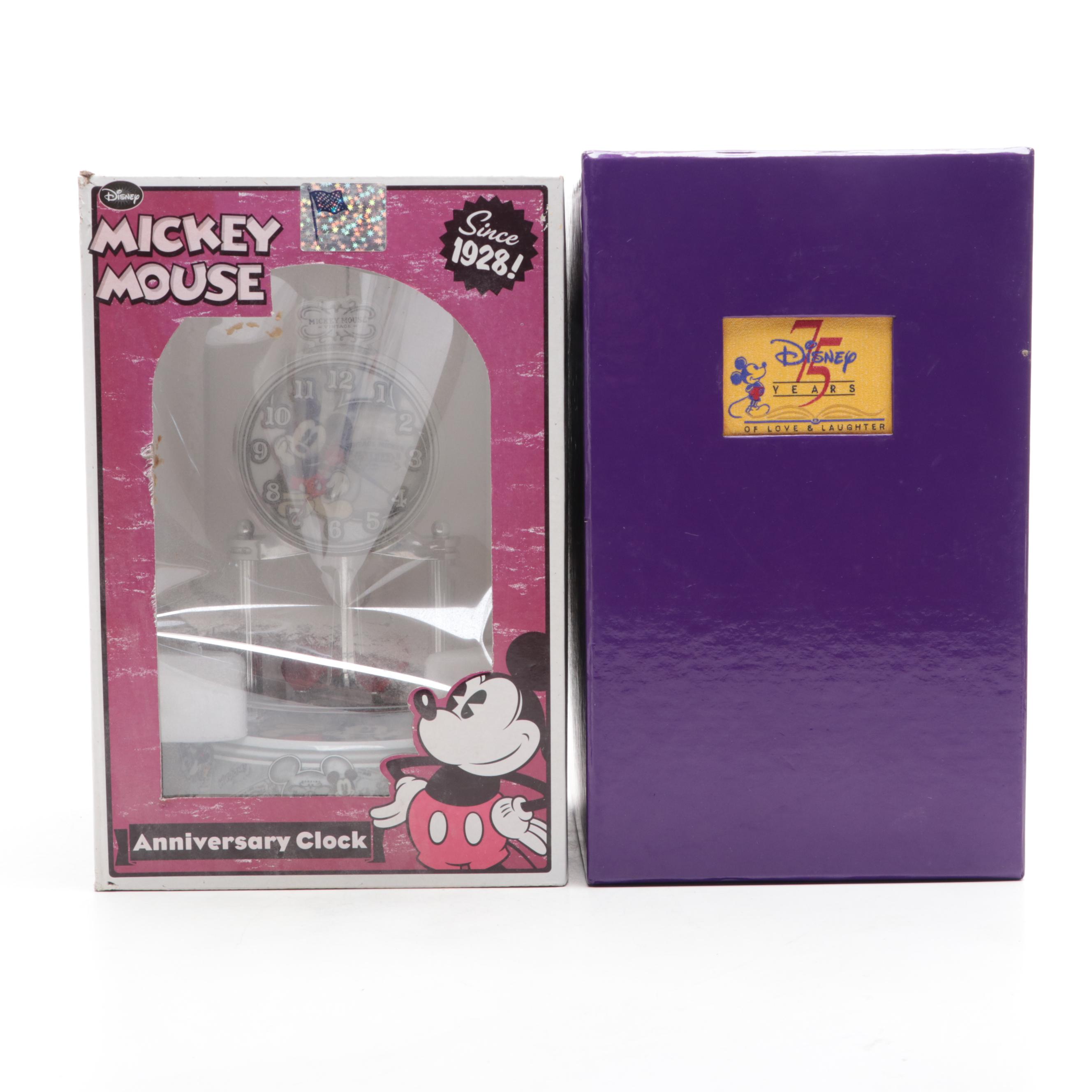 Disney Mickey Mouse Limited Edition 75th Anniversary Figurine with Clock