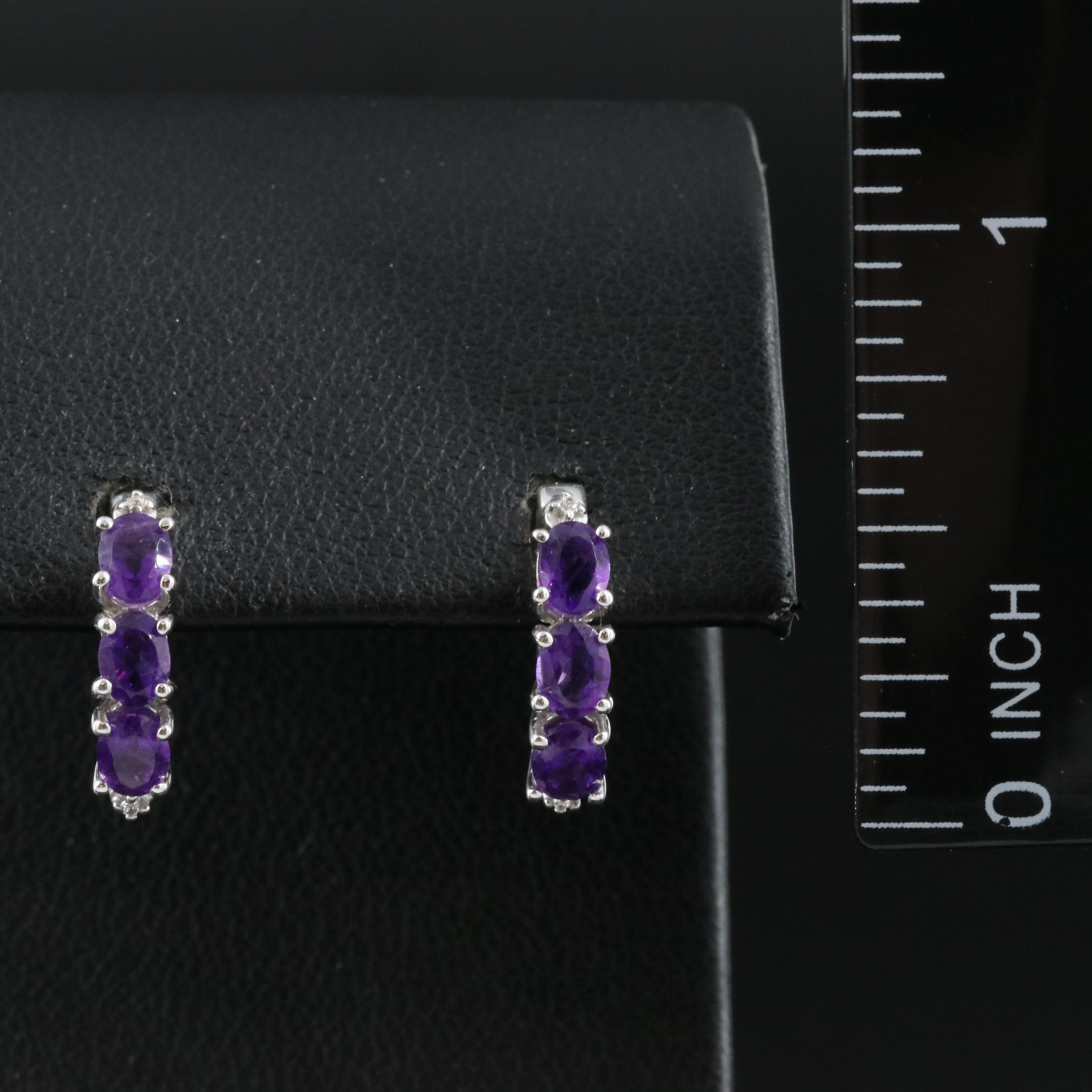 Sterling Amethyst and Cubic Zirconia Earrings