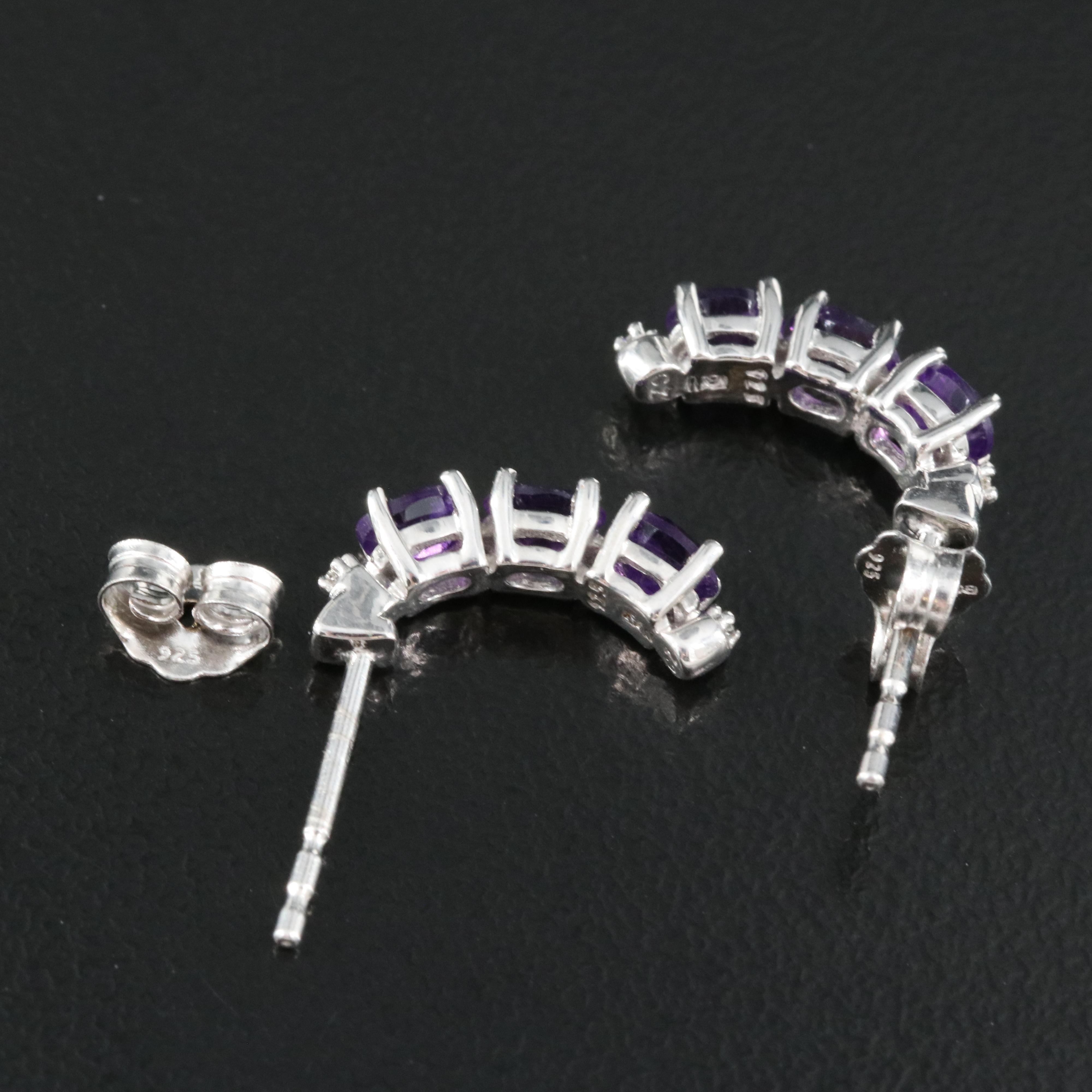 Sterling Amethyst and Cubic Zirconia Earrings