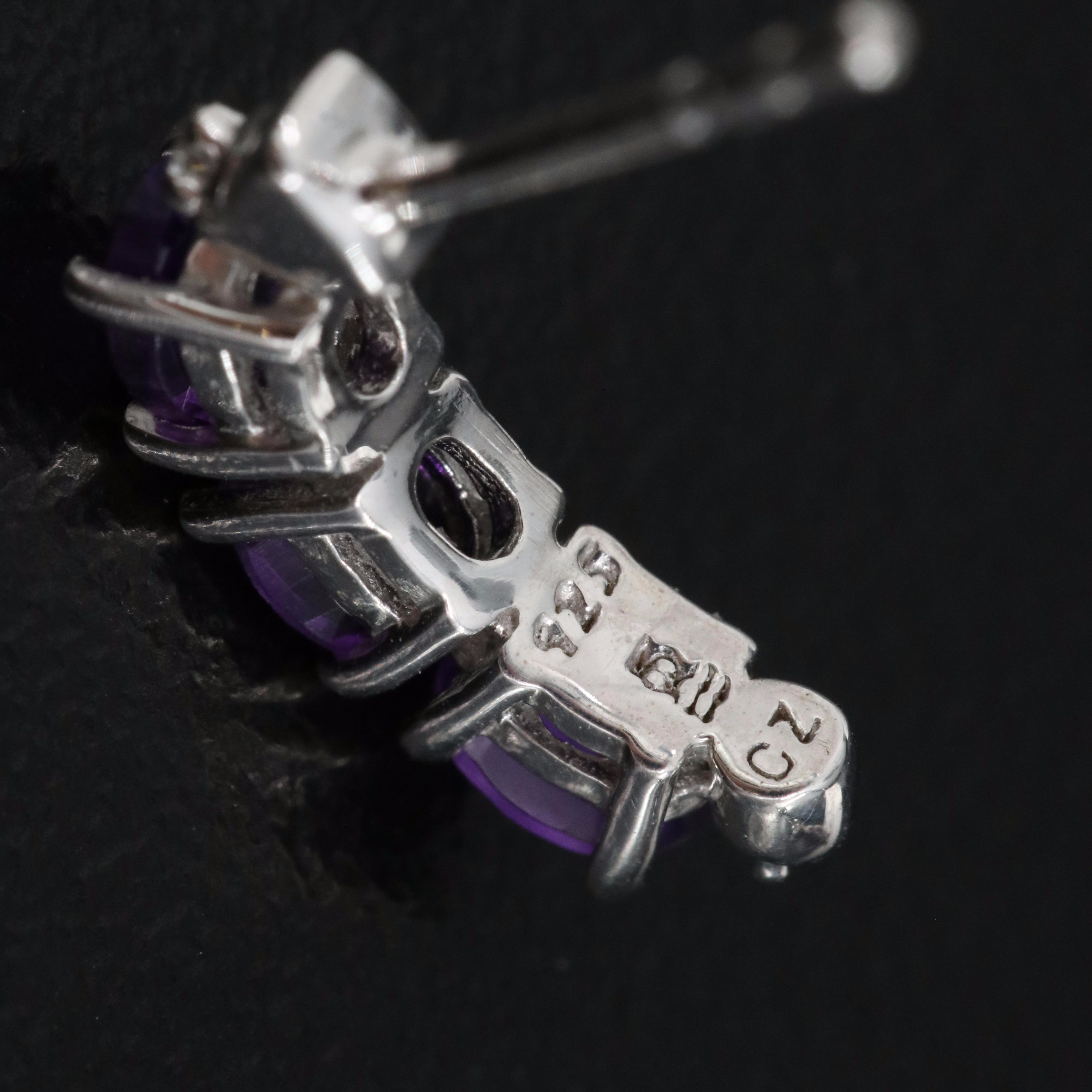 Sterling Amethyst and Cubic Zirconia Earrings