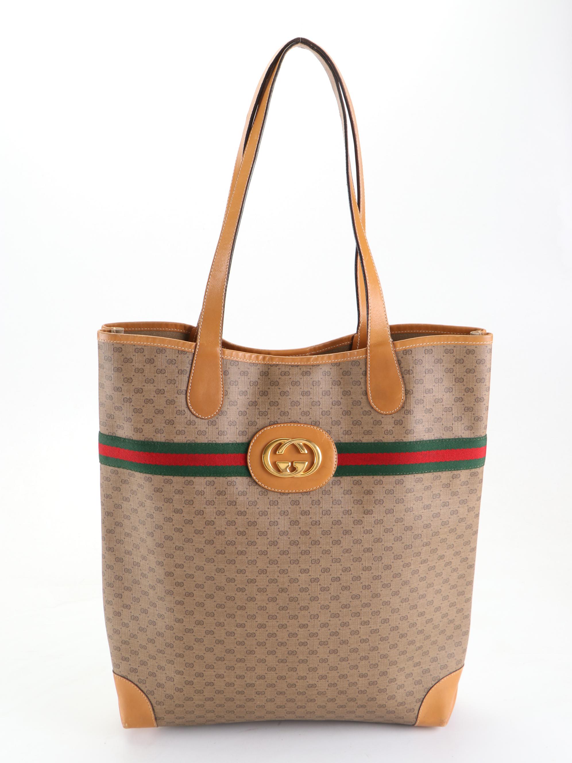 Gucci Tote Bag in Micro GG Coated Canvas and Leather