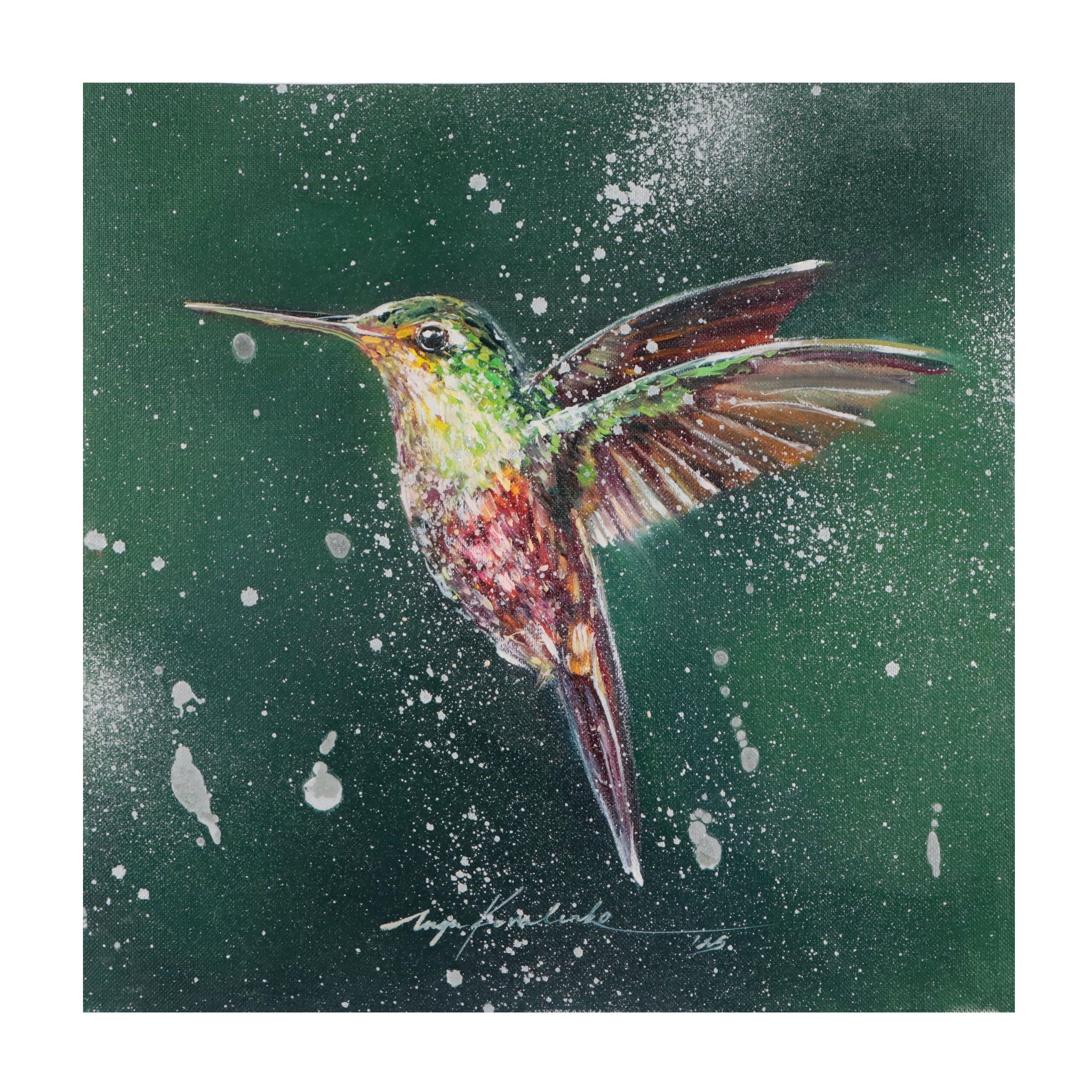 Inga Kovalenko Oil Painting of Hummingbird, 2023