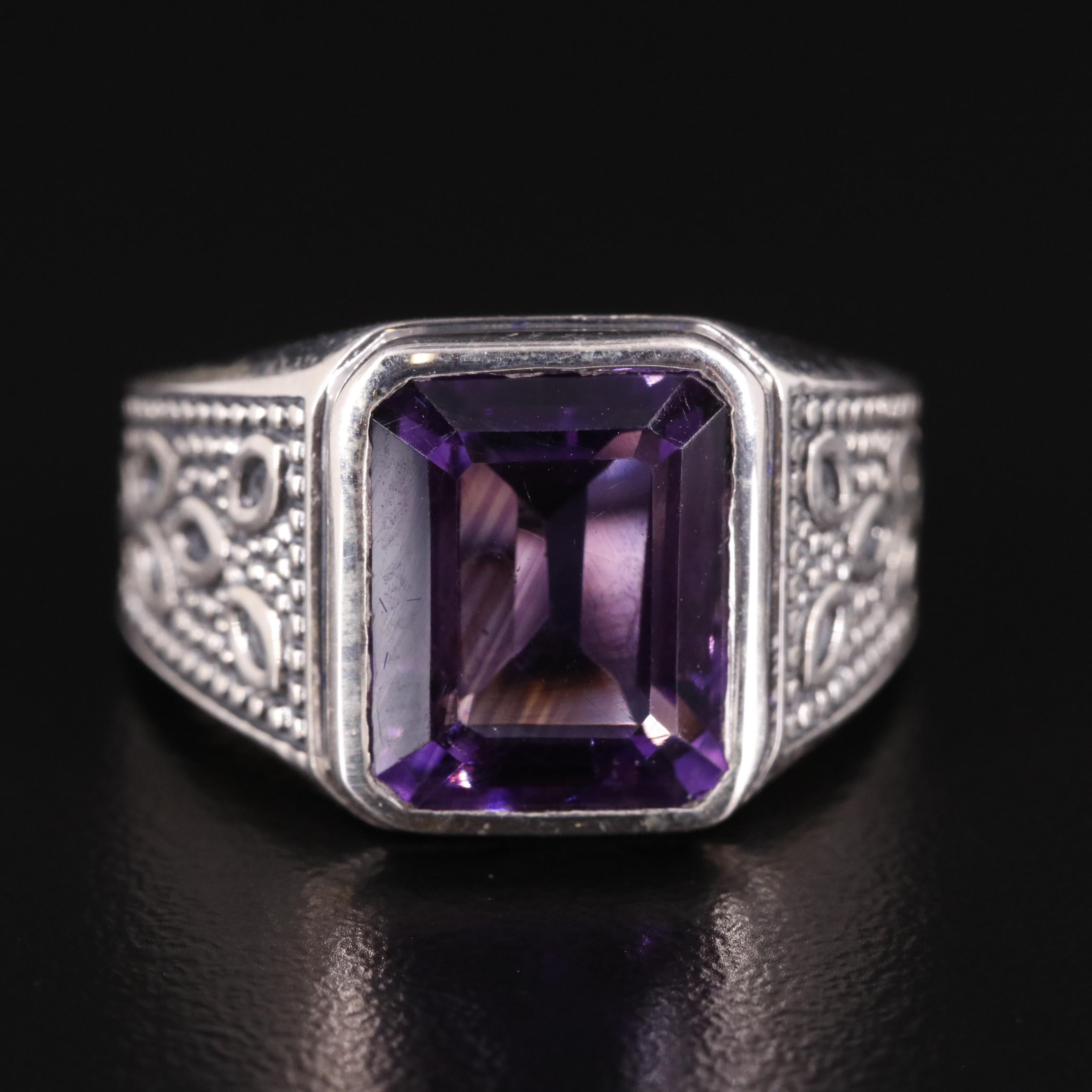 Sterling Amethyst Tapered Ring