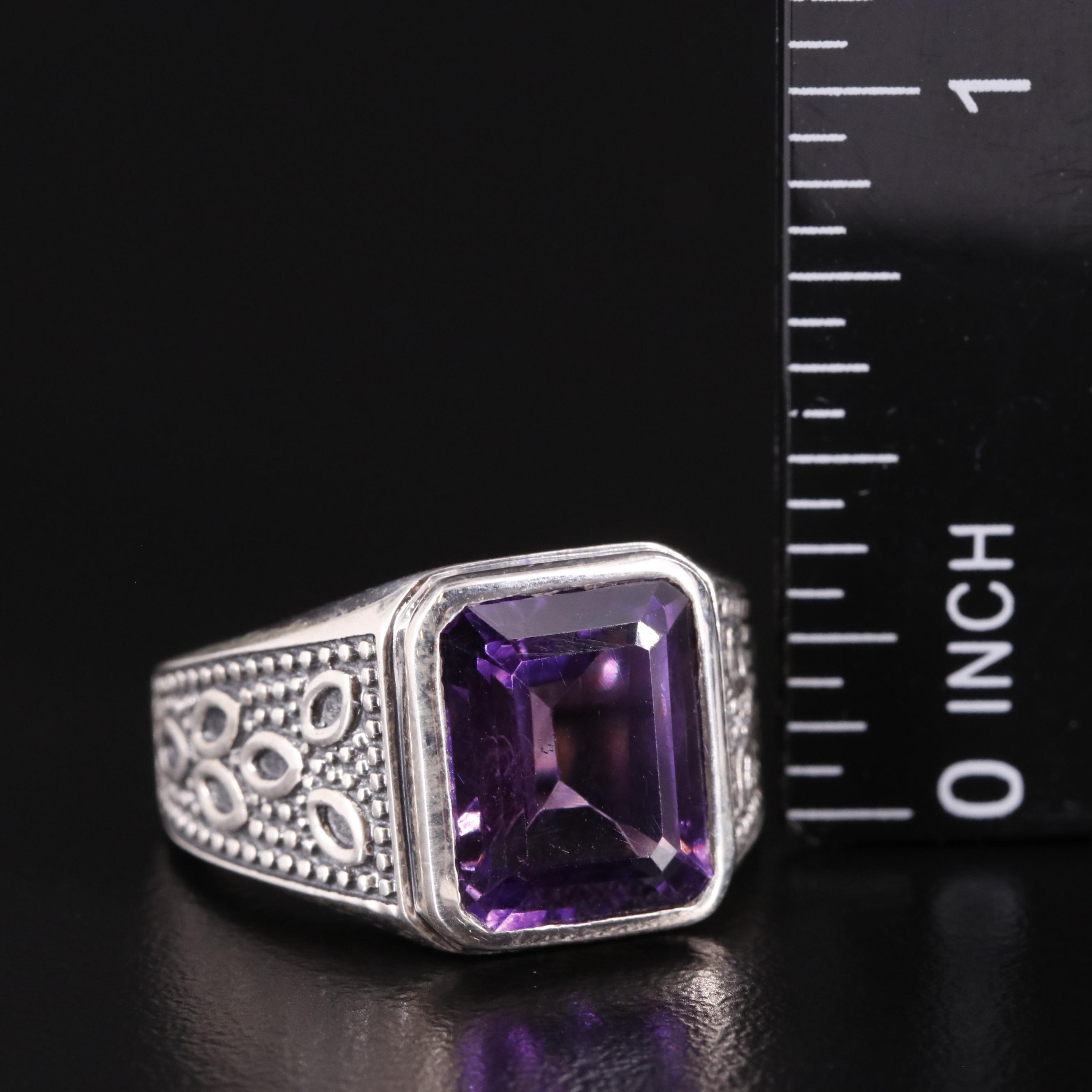 Sterling Amethyst Tapered Ring