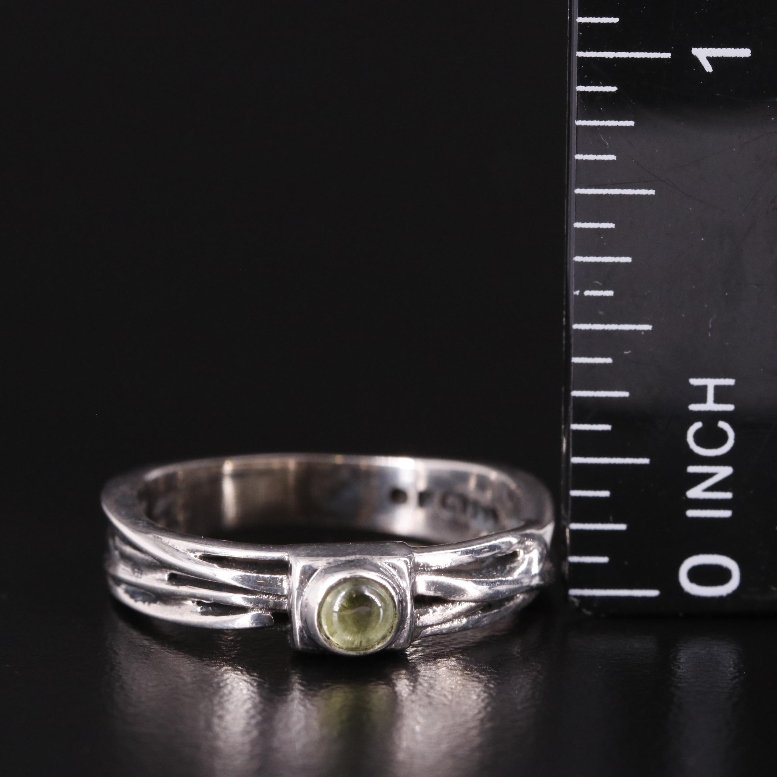 Sterling Peridot Tapered Center Ring