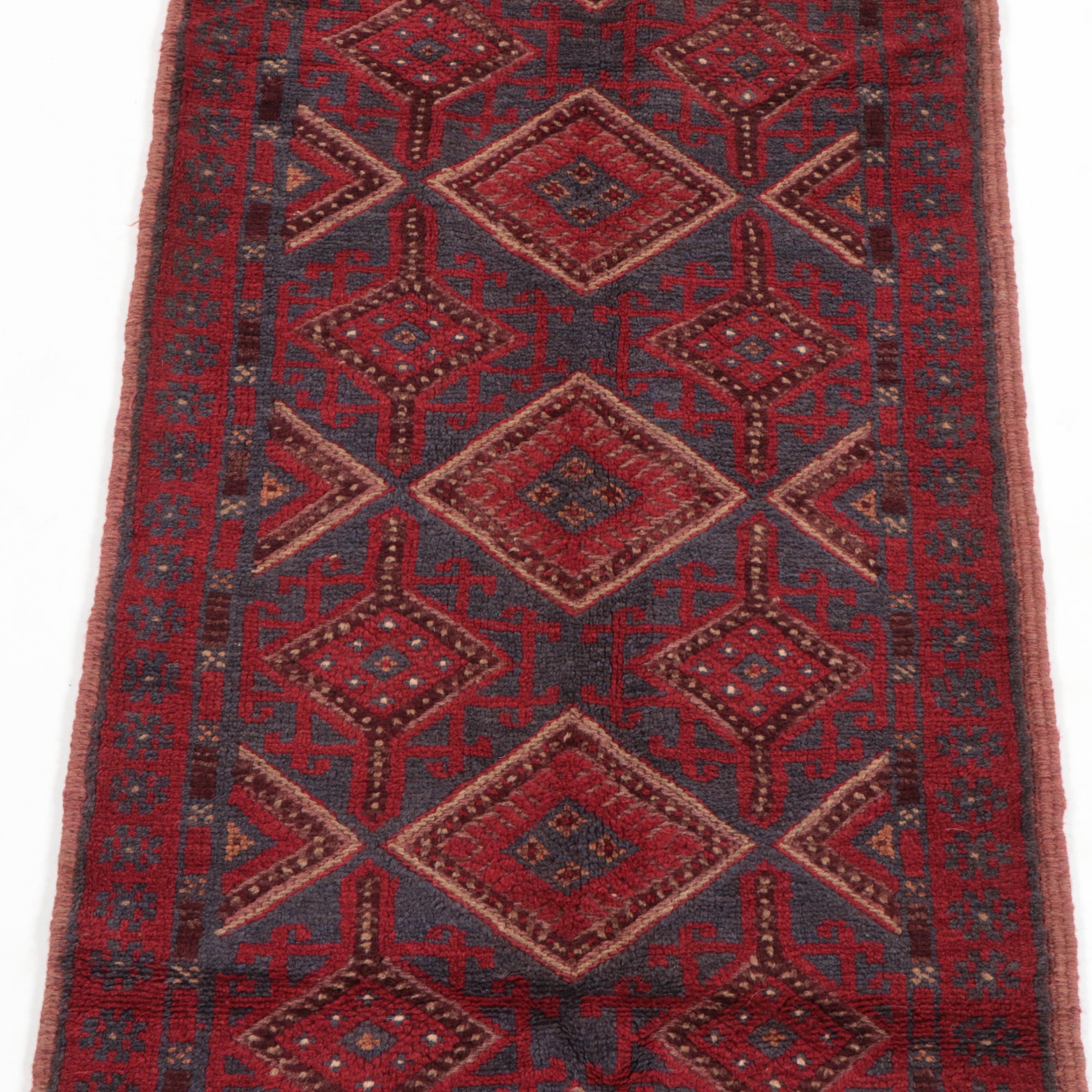 2'6 x 7'11 Hand-Knotted Afghan Mixed Technique Carpet Runner