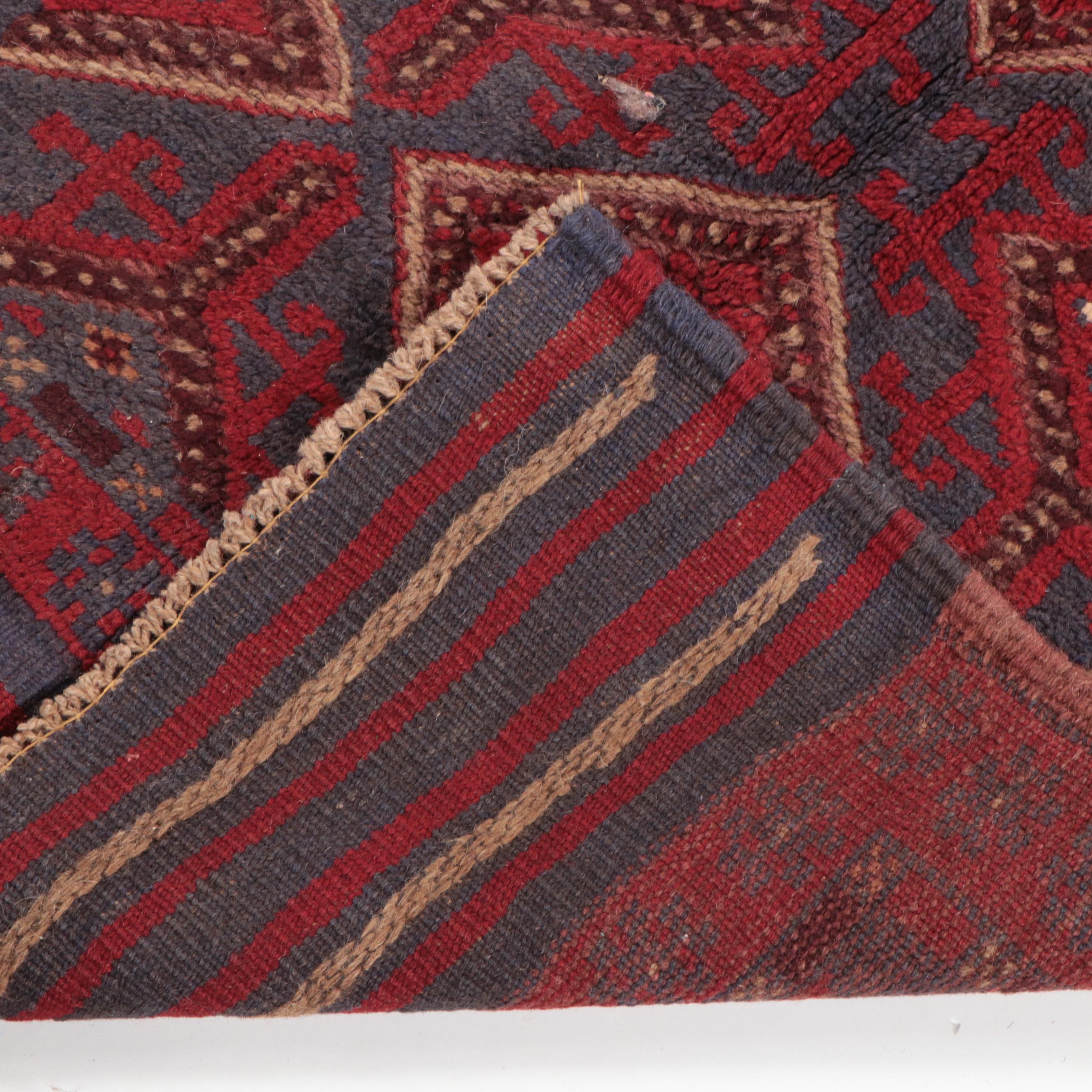 2'6 x 7'11 Hand-Knotted Afghan Mixed Technique Carpet Runner