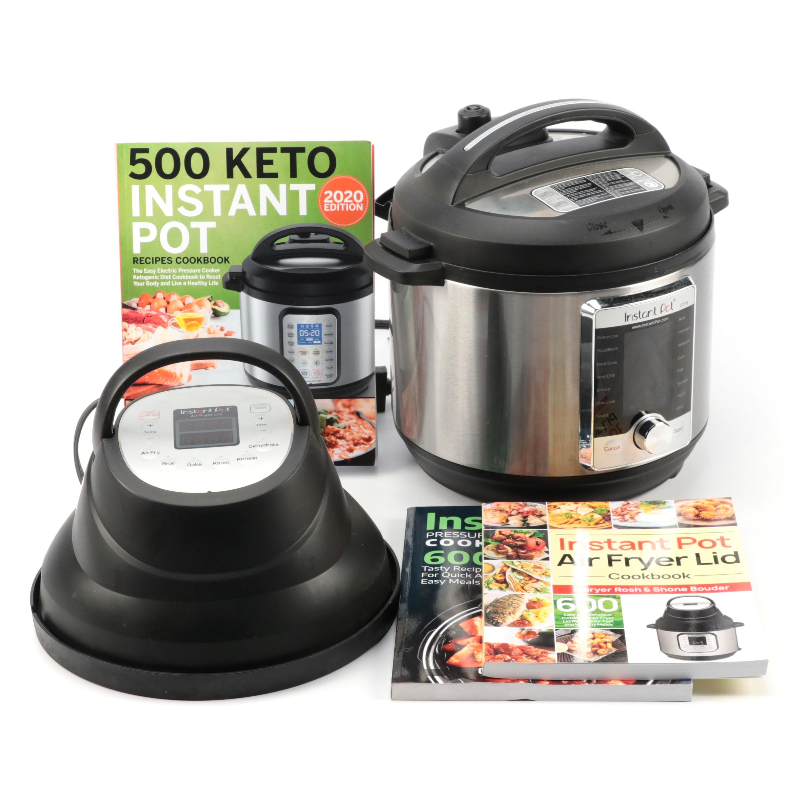 Insta Pot Ultra with Accessories and Cookbooks