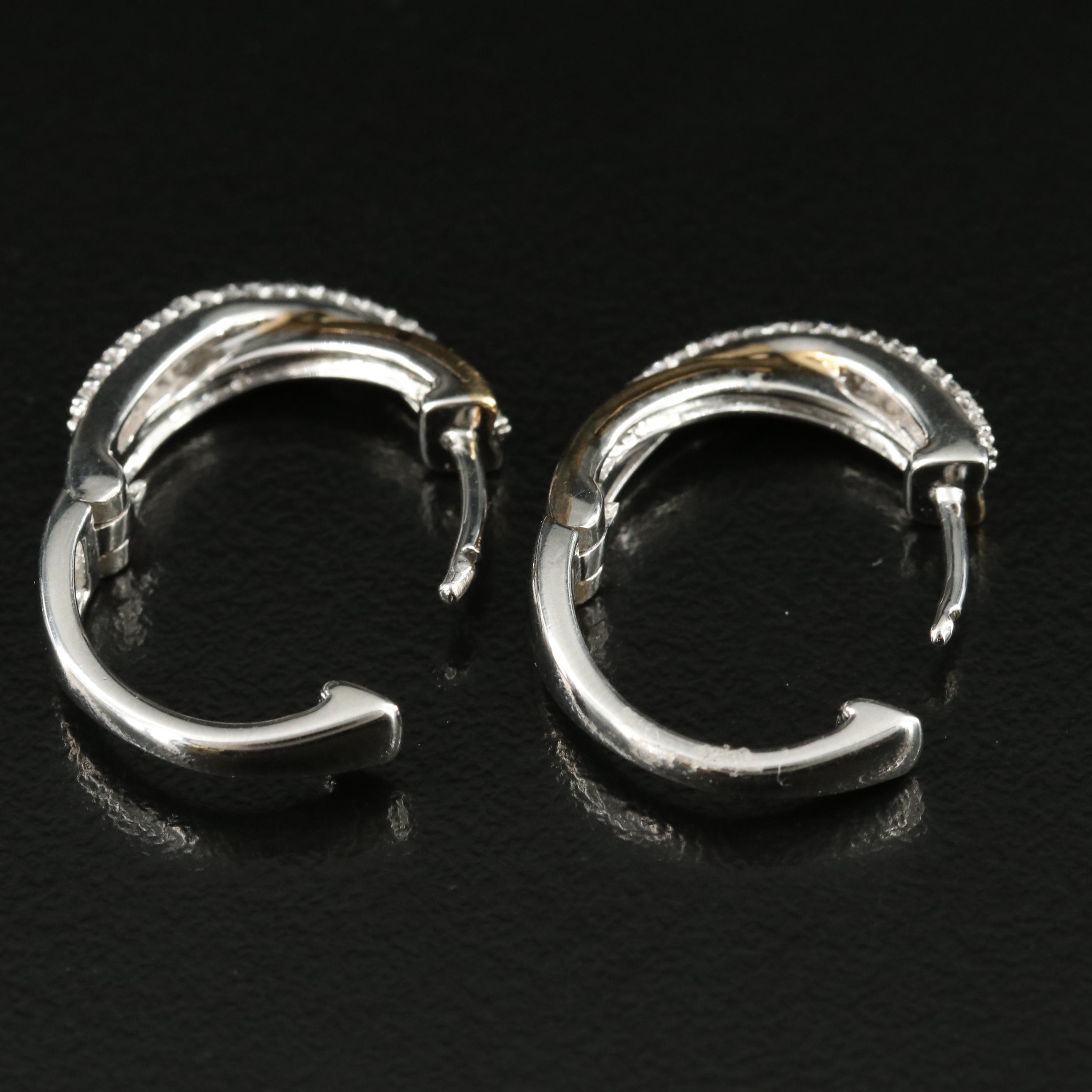 Sterling Sapphire Crossover Hoop Earrings with 10K Accent