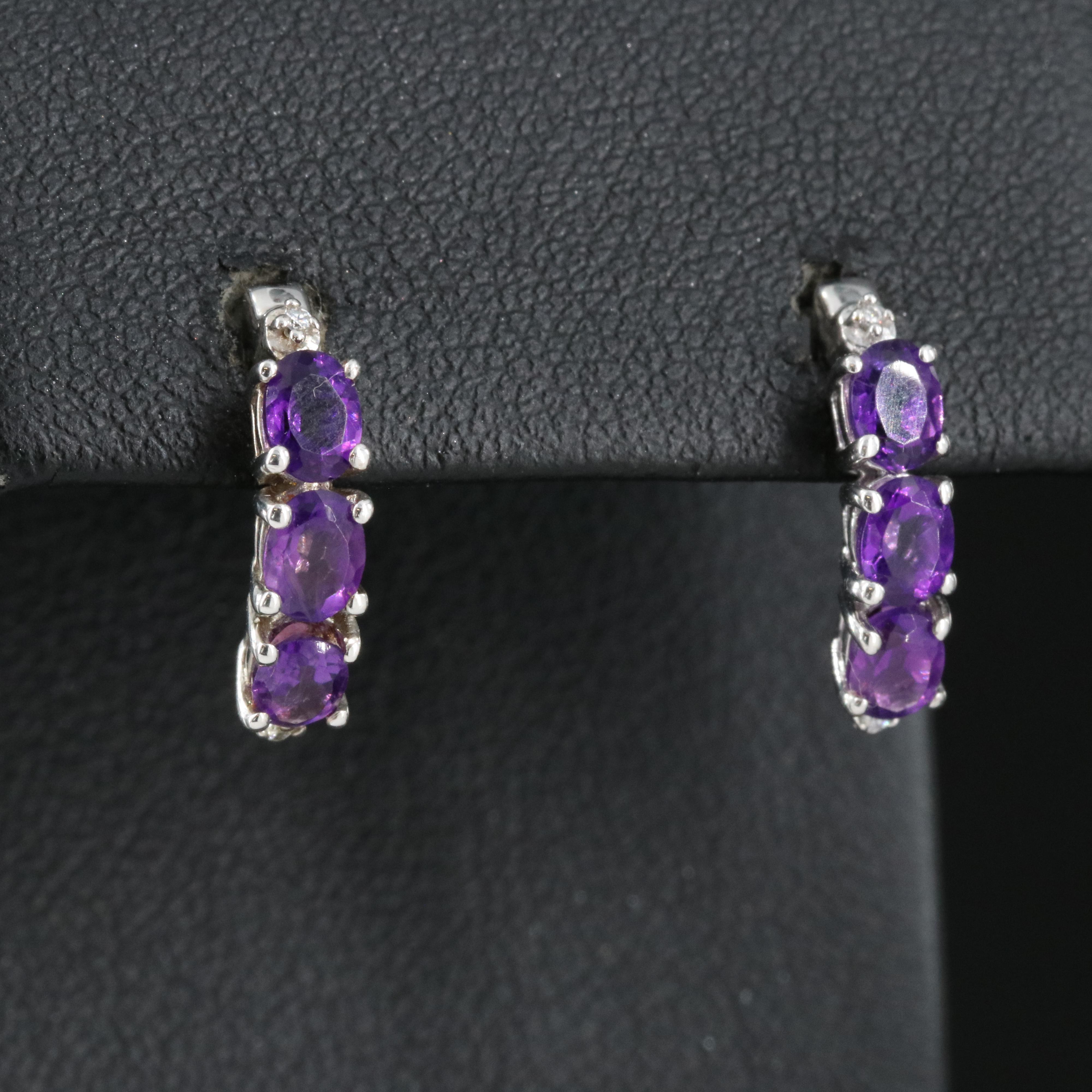 Sterling Amethyst and Cubic Zirconia Earrings