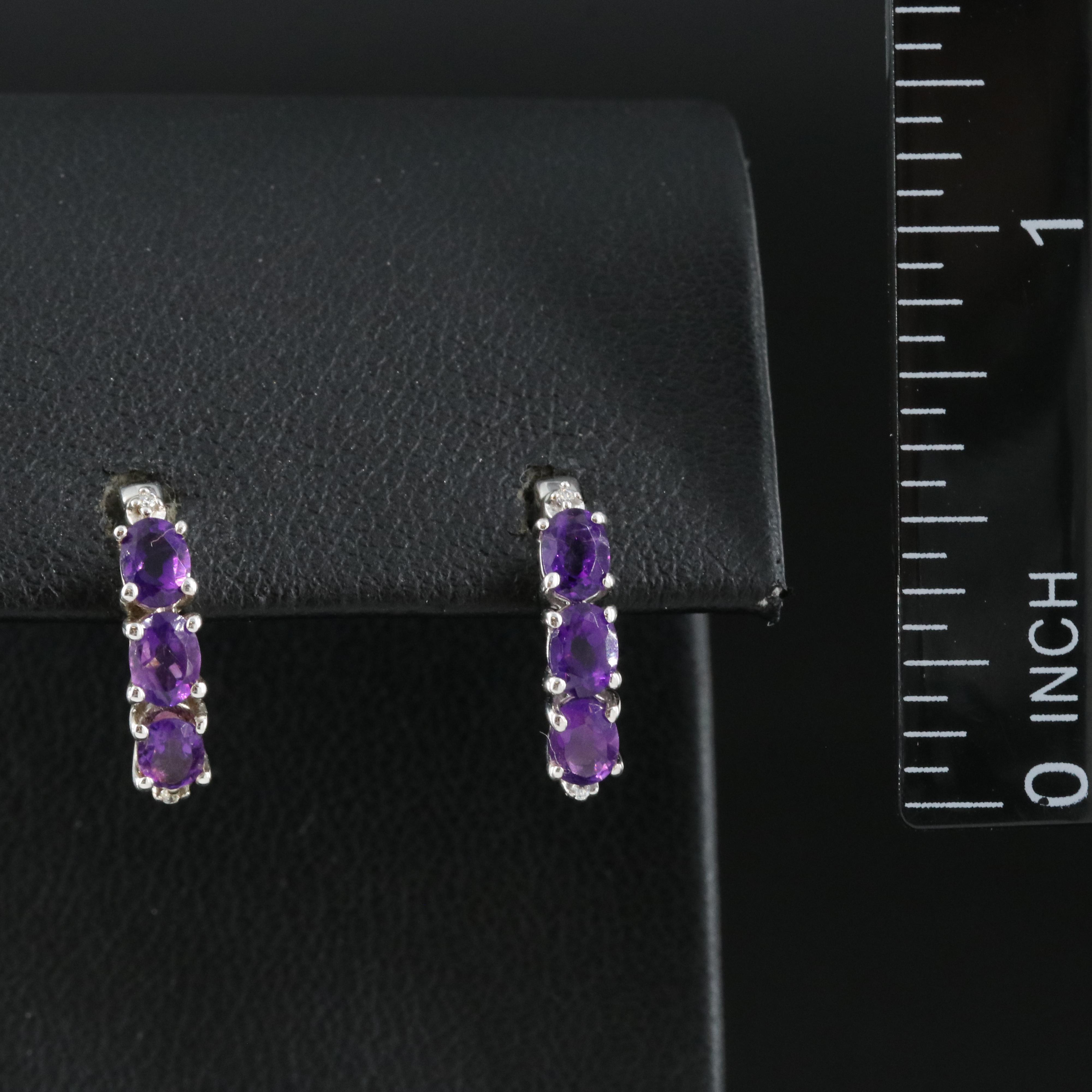 Sterling Amethyst and Cubic Zirconia Earrings