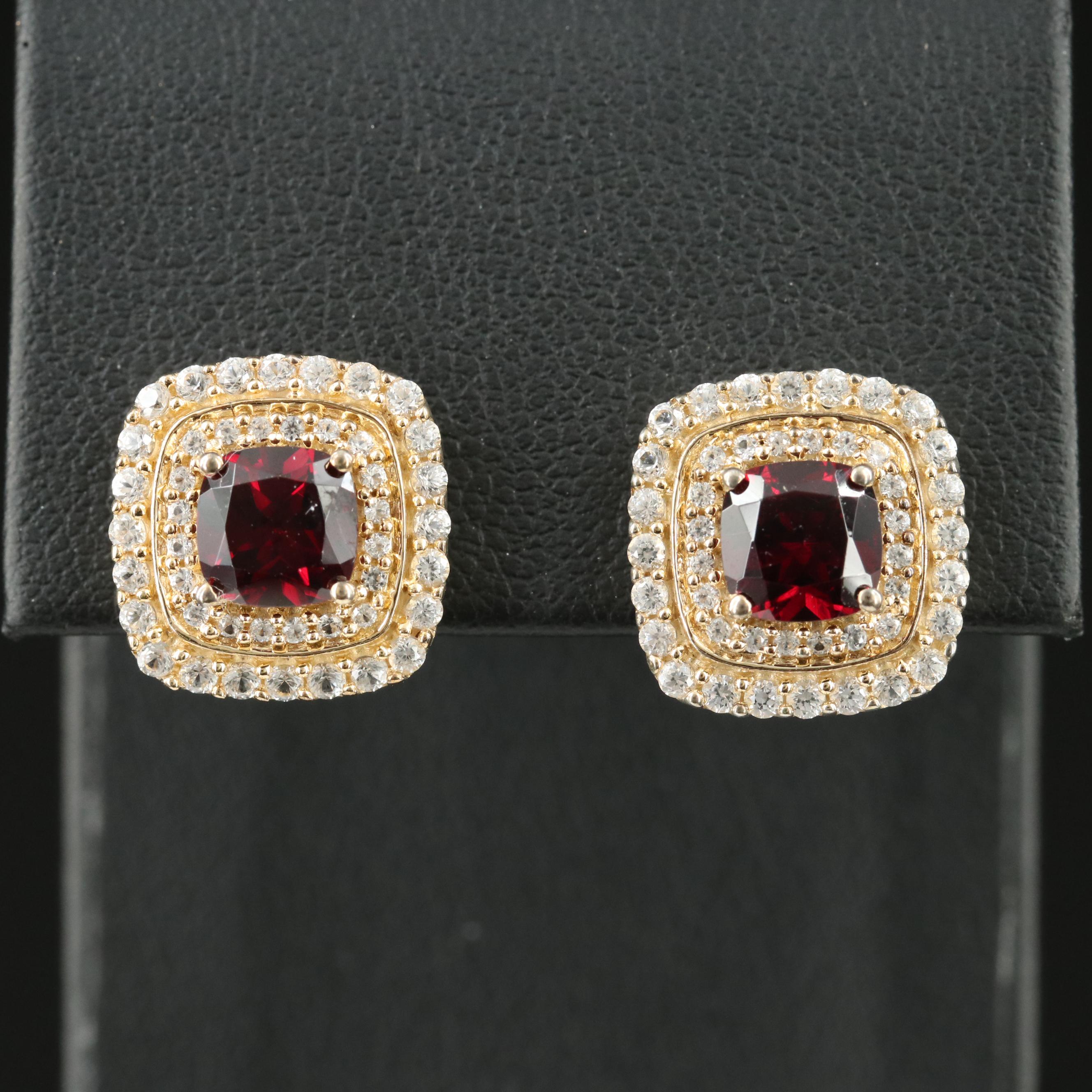 Sterling Garnet and Sapphire Earrings