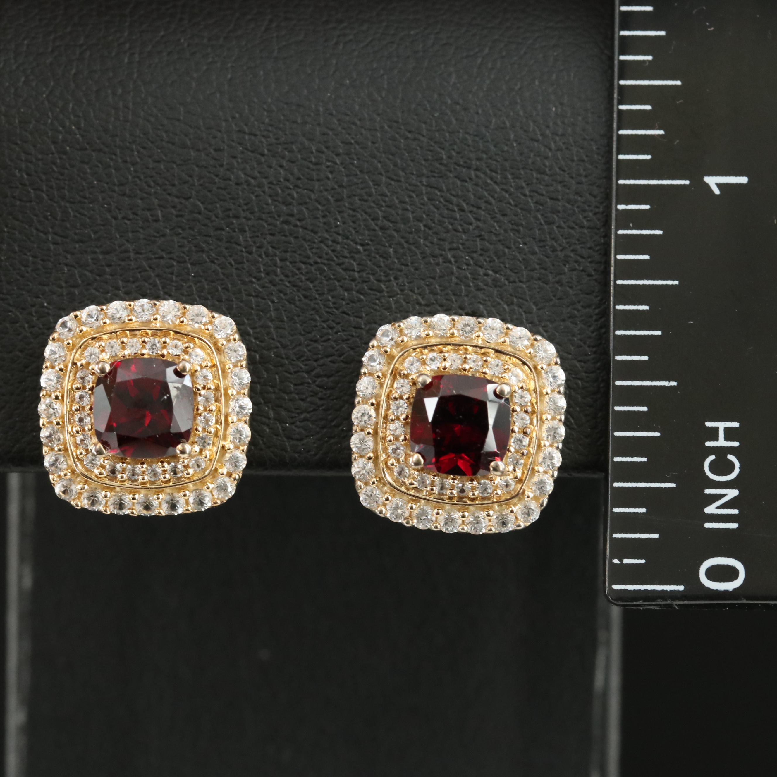 Sterling Garnet and Sapphire Earrings