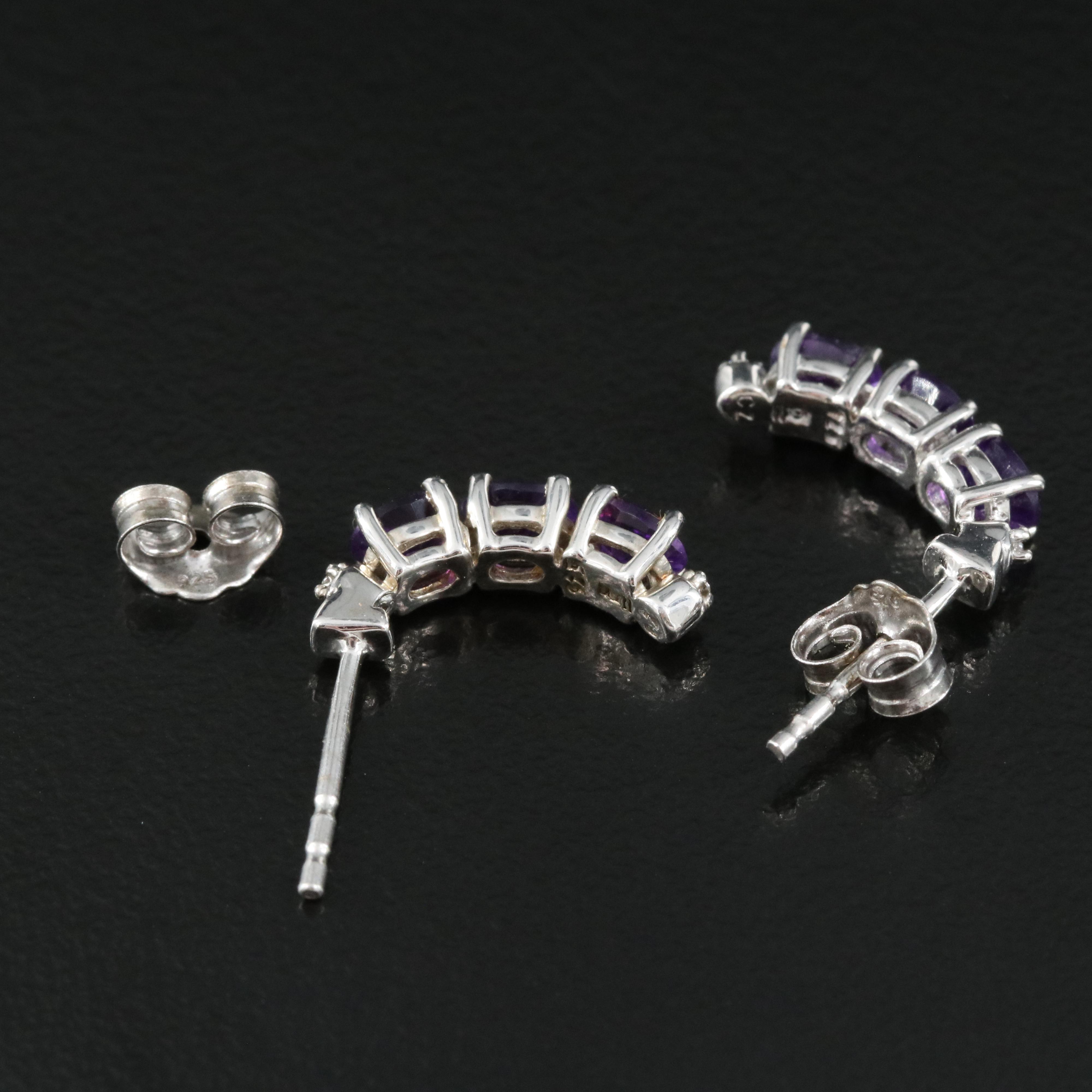 Sterling Amethyst and Cubic Zirconia Earrings