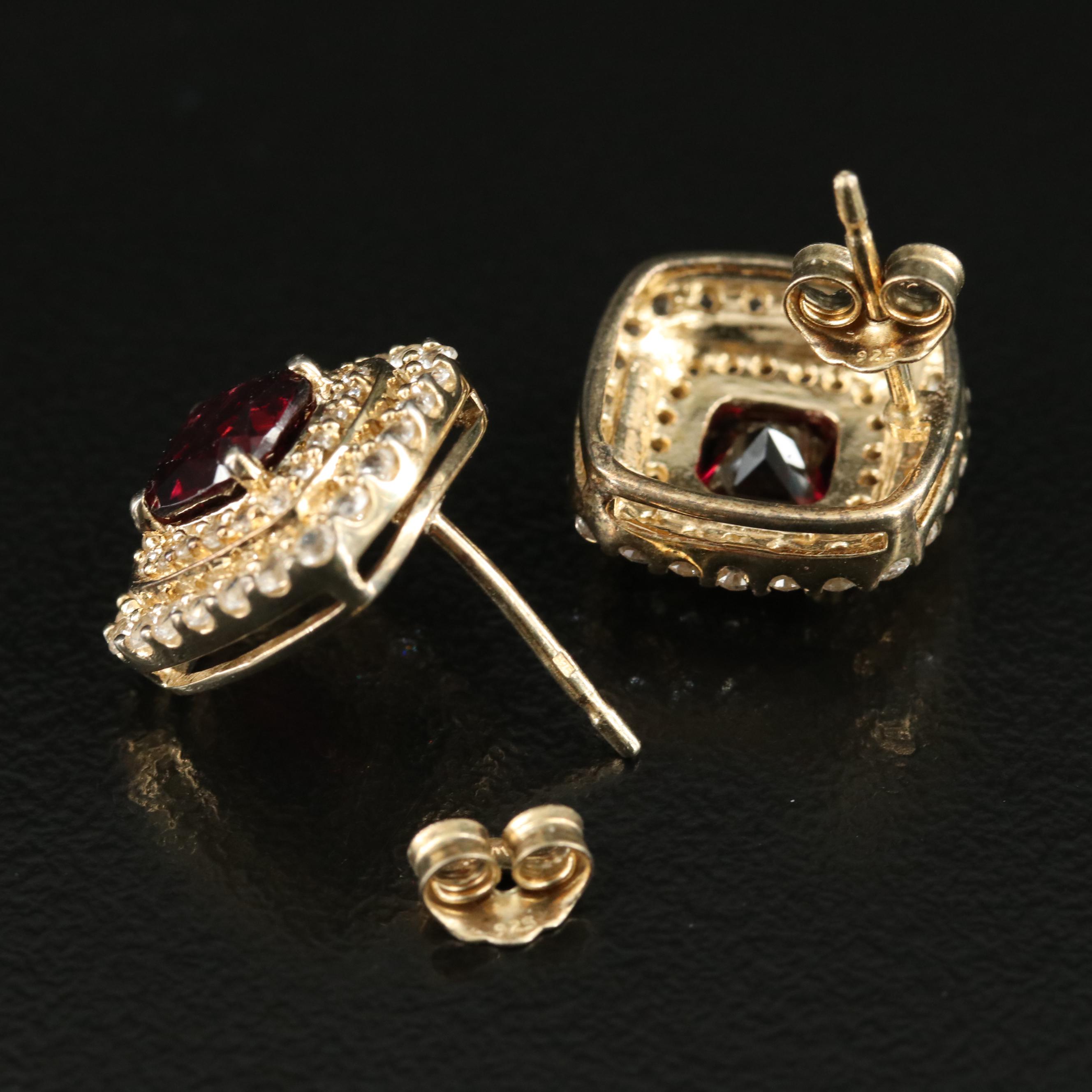 Sterling Garnet and Sapphire Earrings