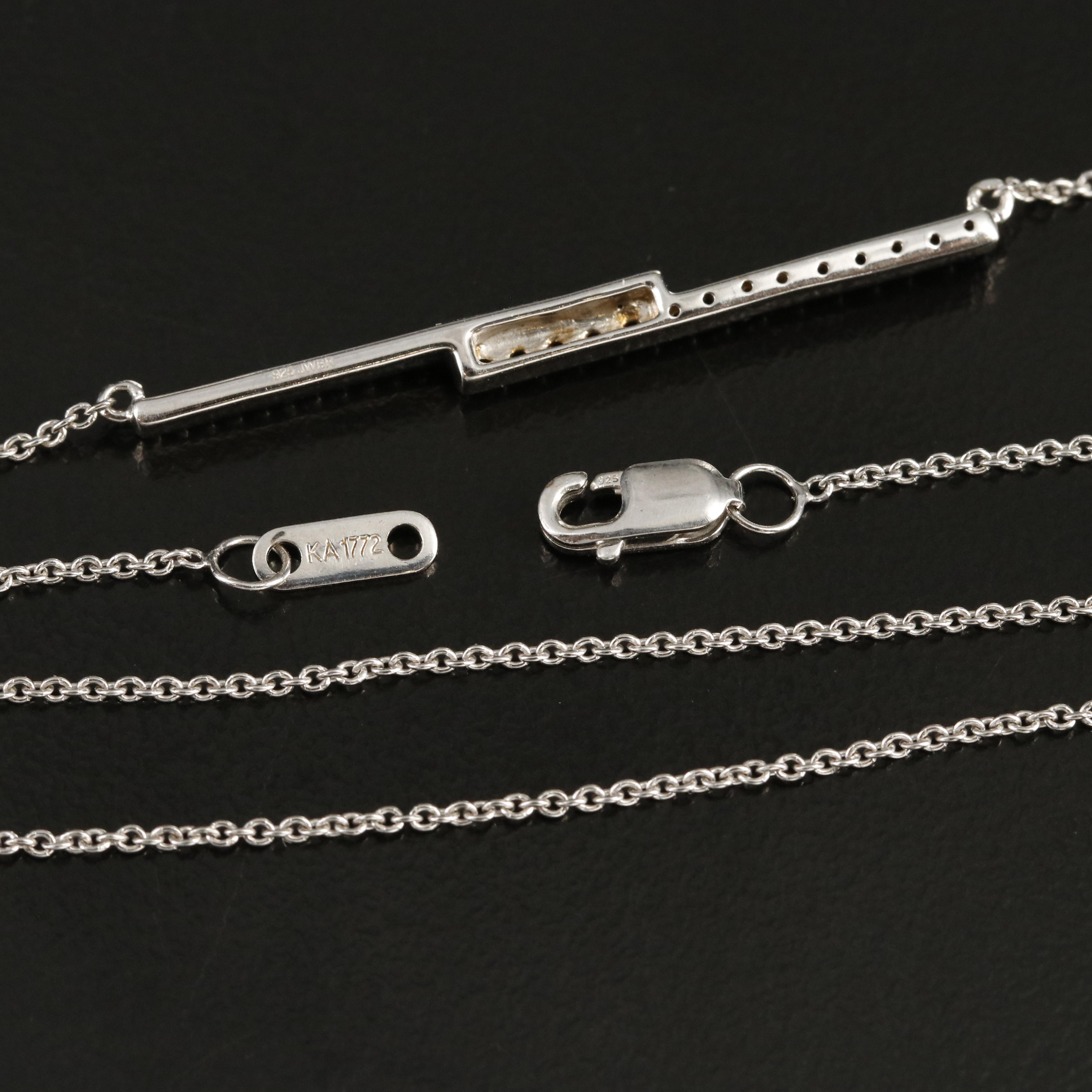 Sterling Sapphire and White Sapphire Double Bar Necklace