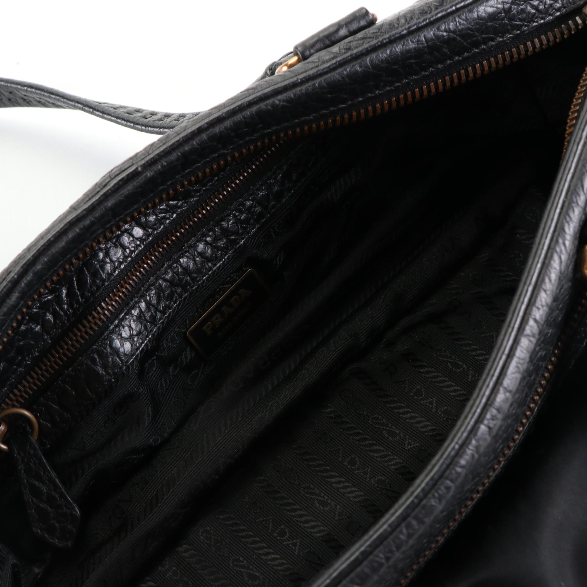 Prada Shoulder Bag in Tessuto Nylon and Black Leather