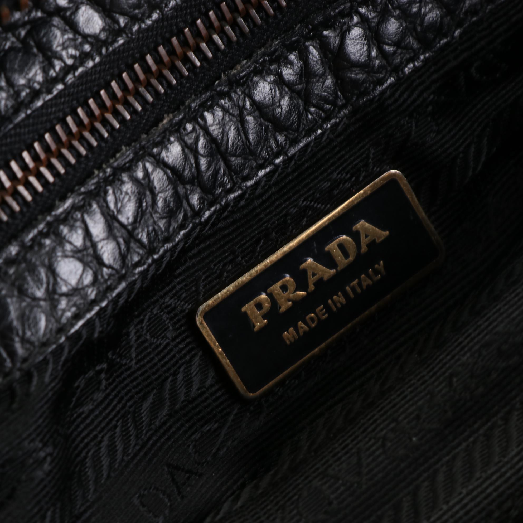 Prada Shoulder Bag in Tessuto Nylon and Black Leather