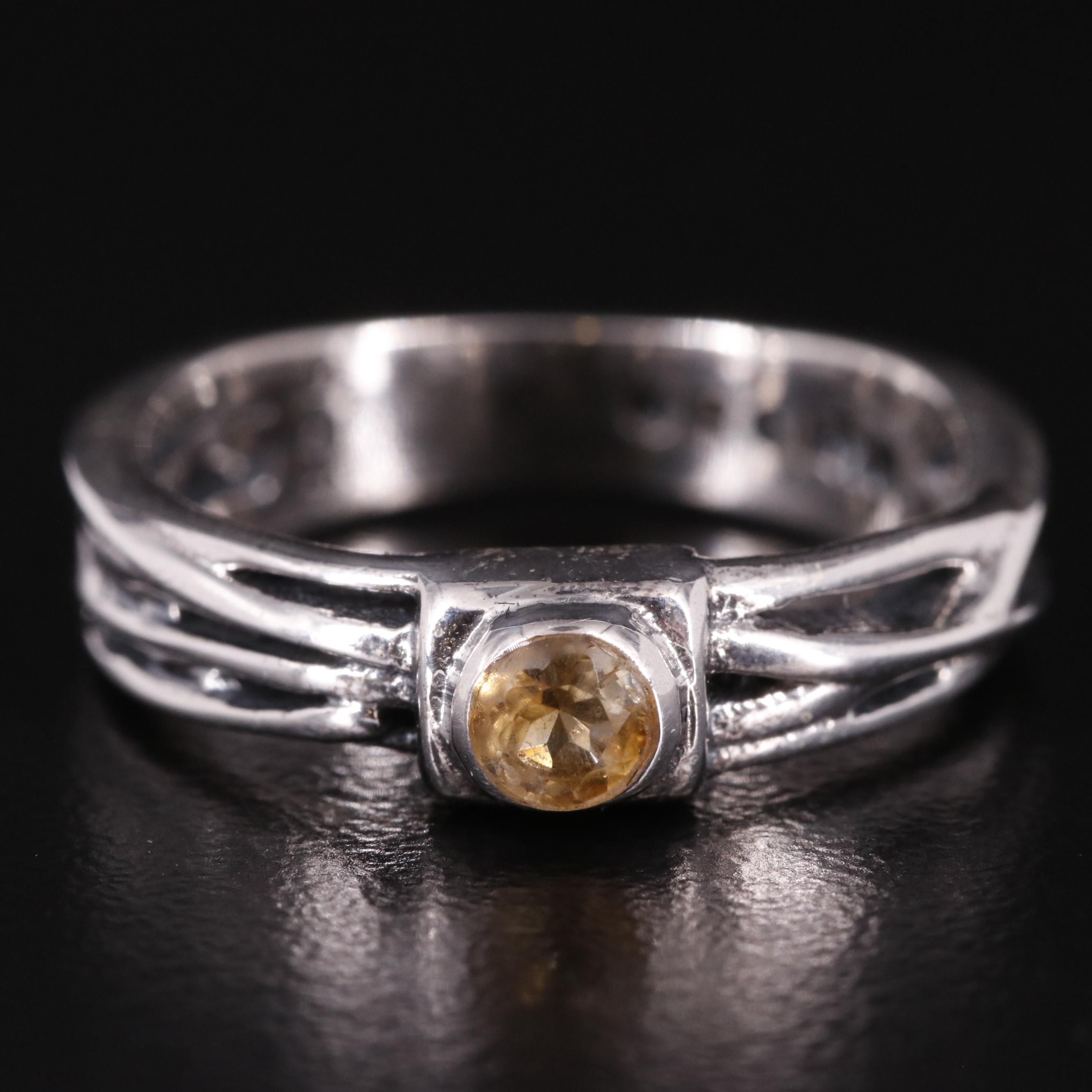Sterling Citrine Tapered Ring