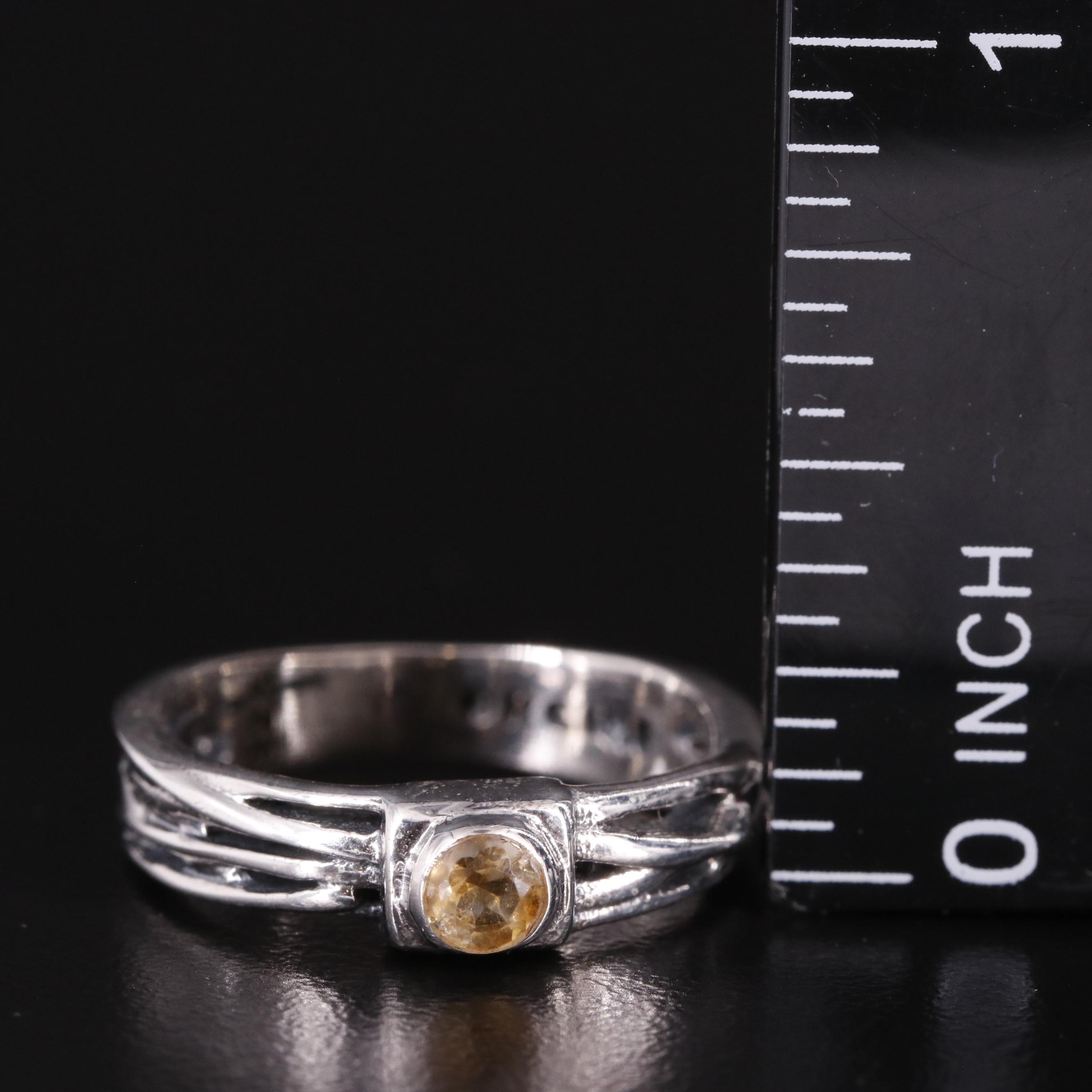 Sterling Citrine Tapered Ring
