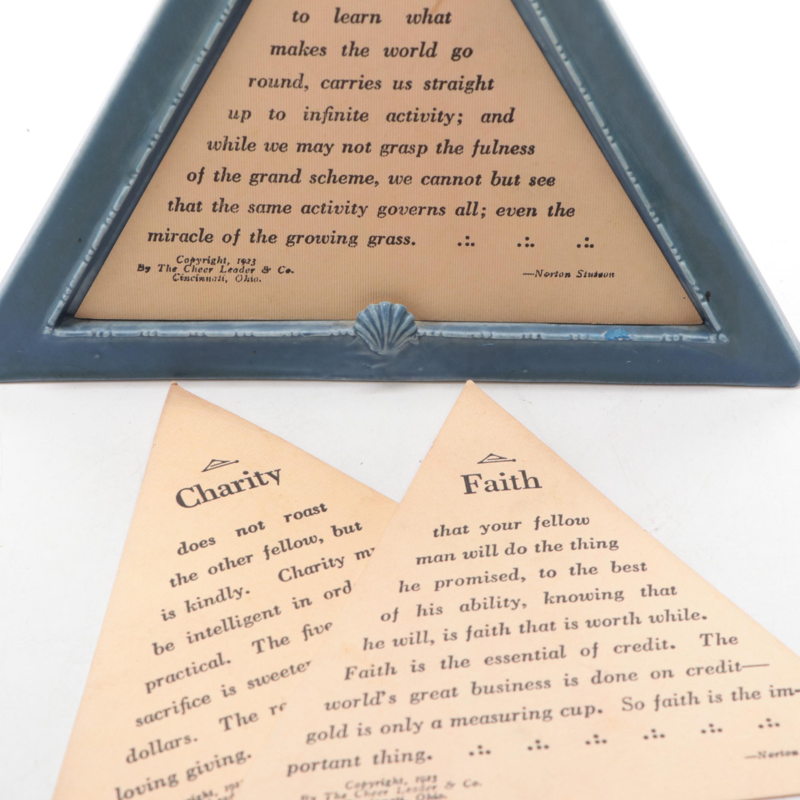 Rookwood Pottery Blue Glaze Frame with Inspirational Quotes and More