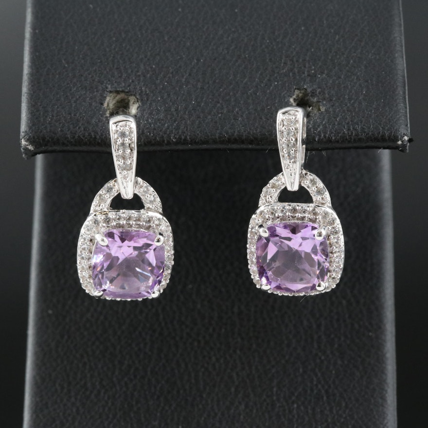 Sterling Amethyst and White Sapphire Earrings