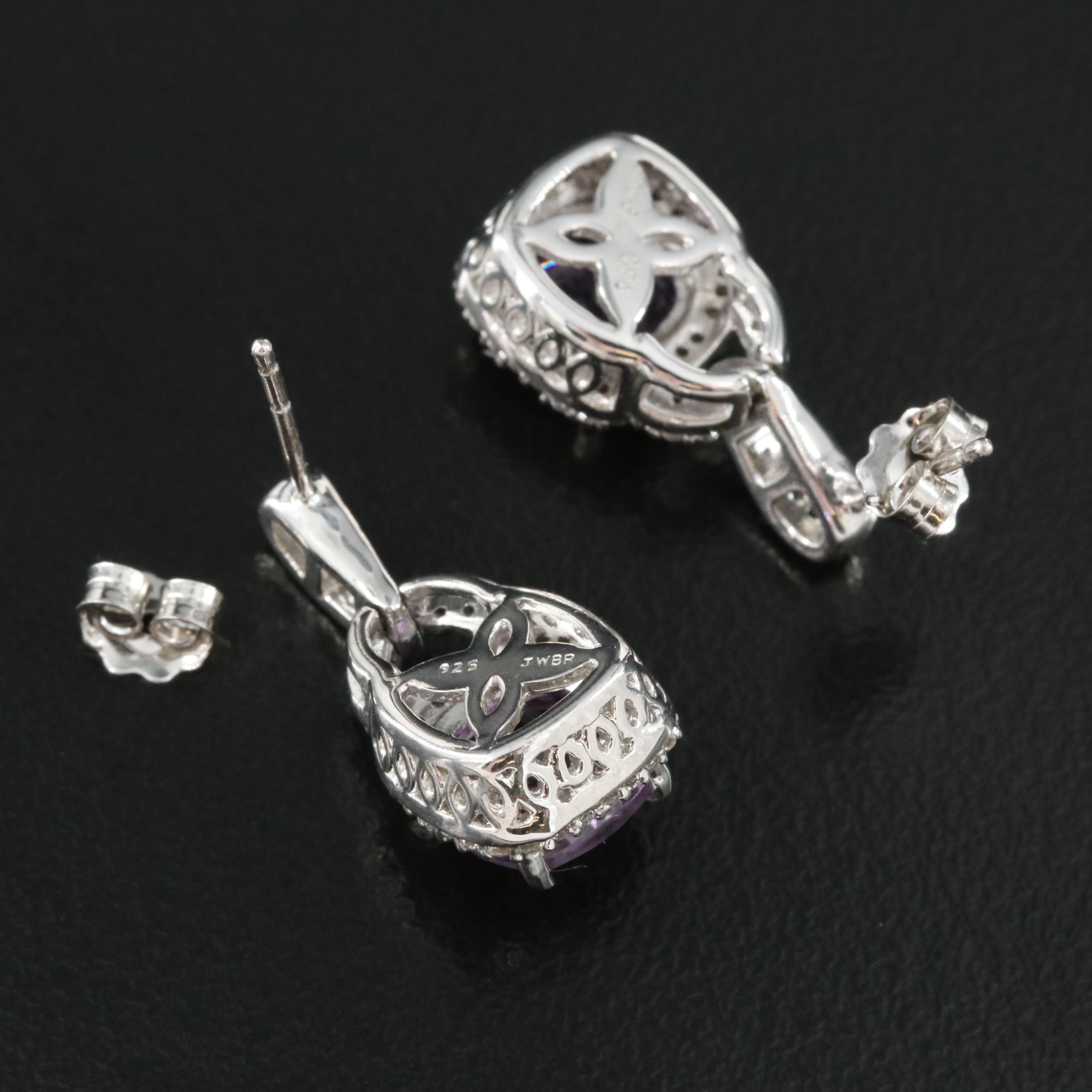 Sterling Amethyst and White Sapphire Earrings