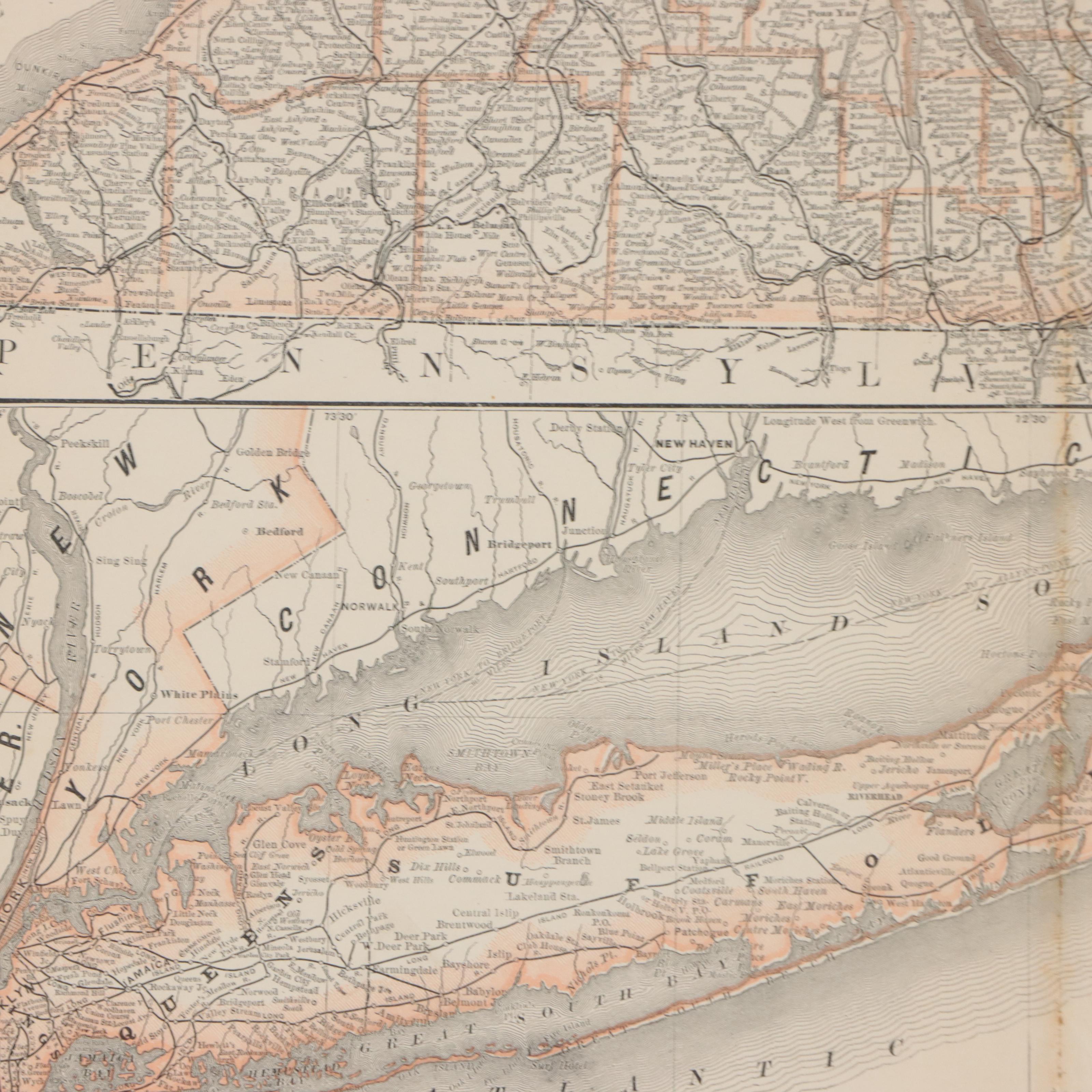 Rand, McNally & Co. Wax Engraving "Map of New York," 1875