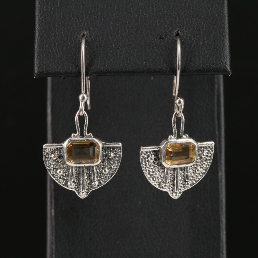 Sterling Citrine Drop Earrings