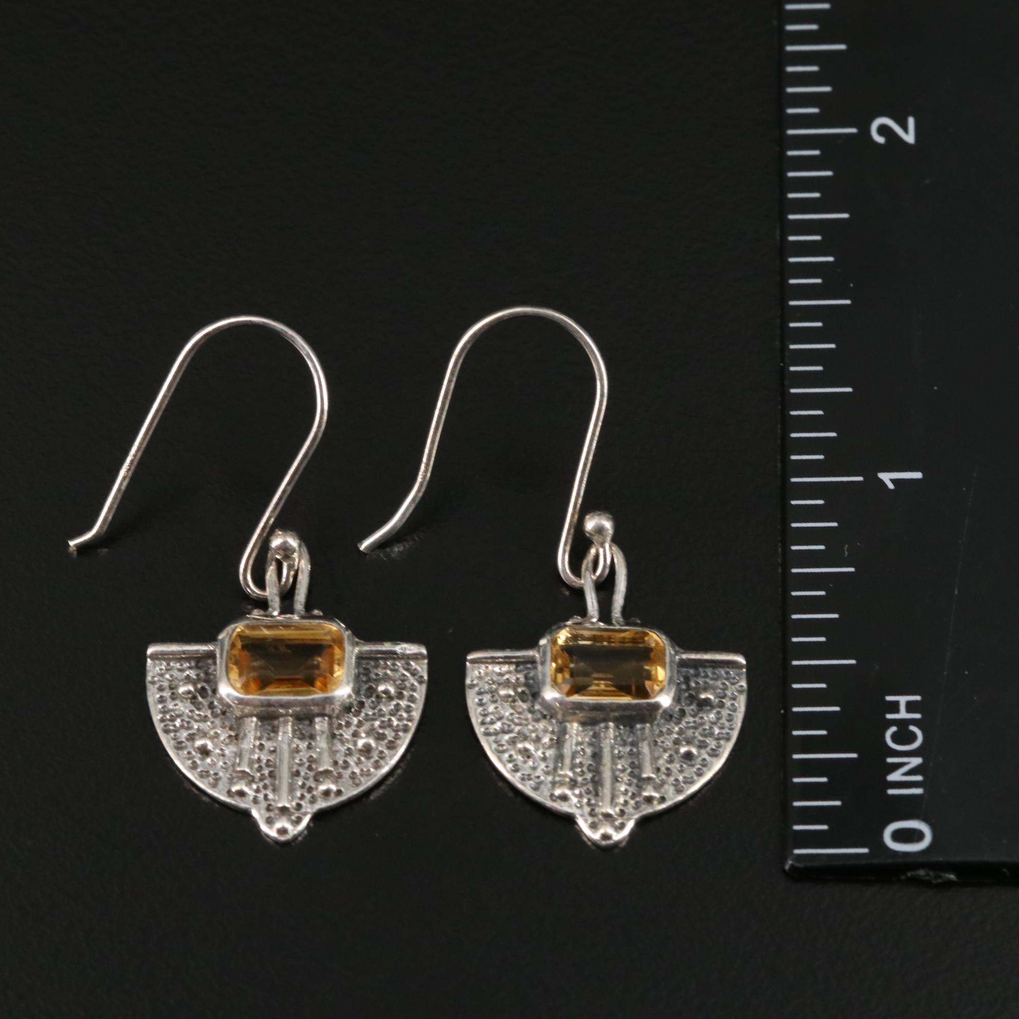 Sterling Citrine Drop Earrings