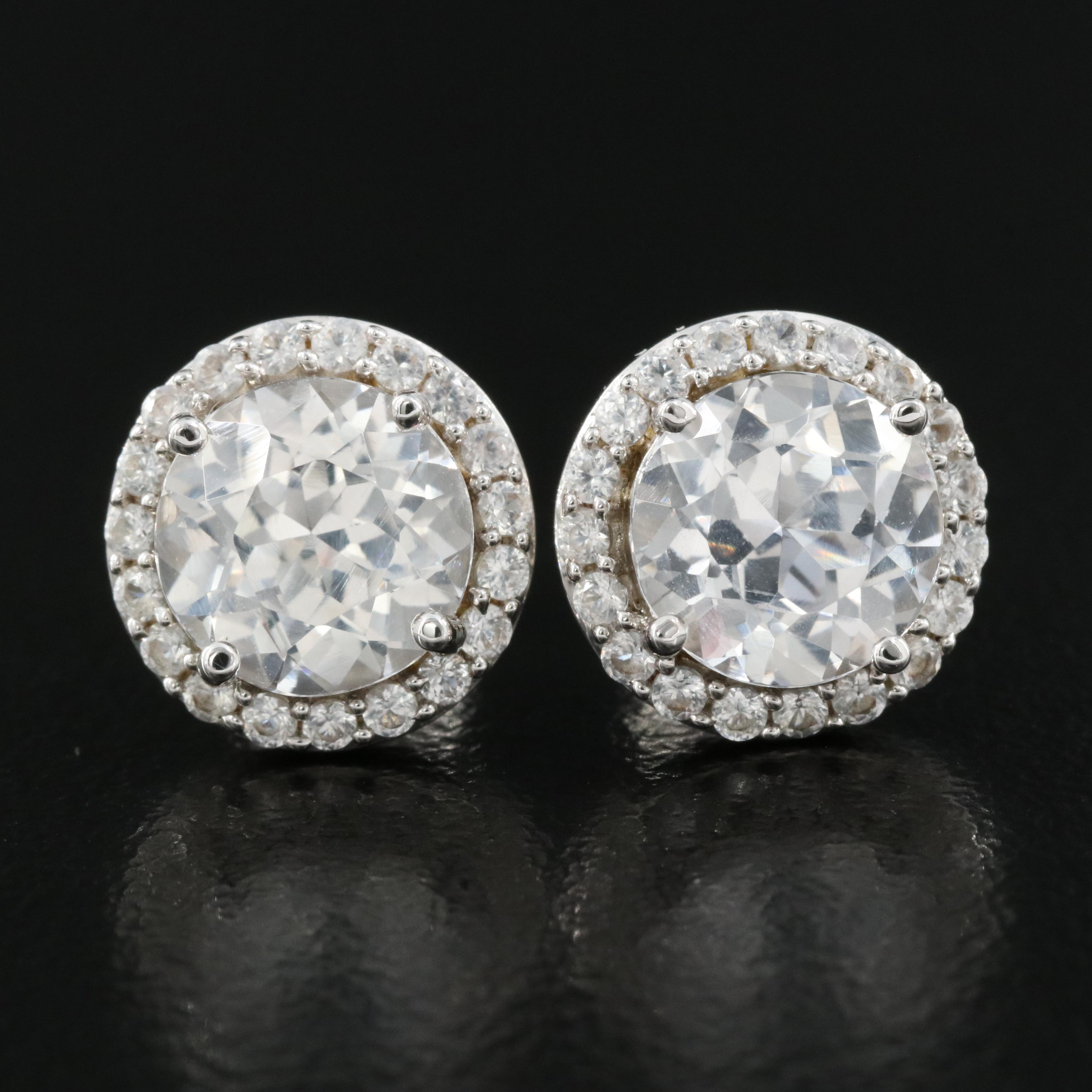 Sterling White Sapphire Stud Earrings