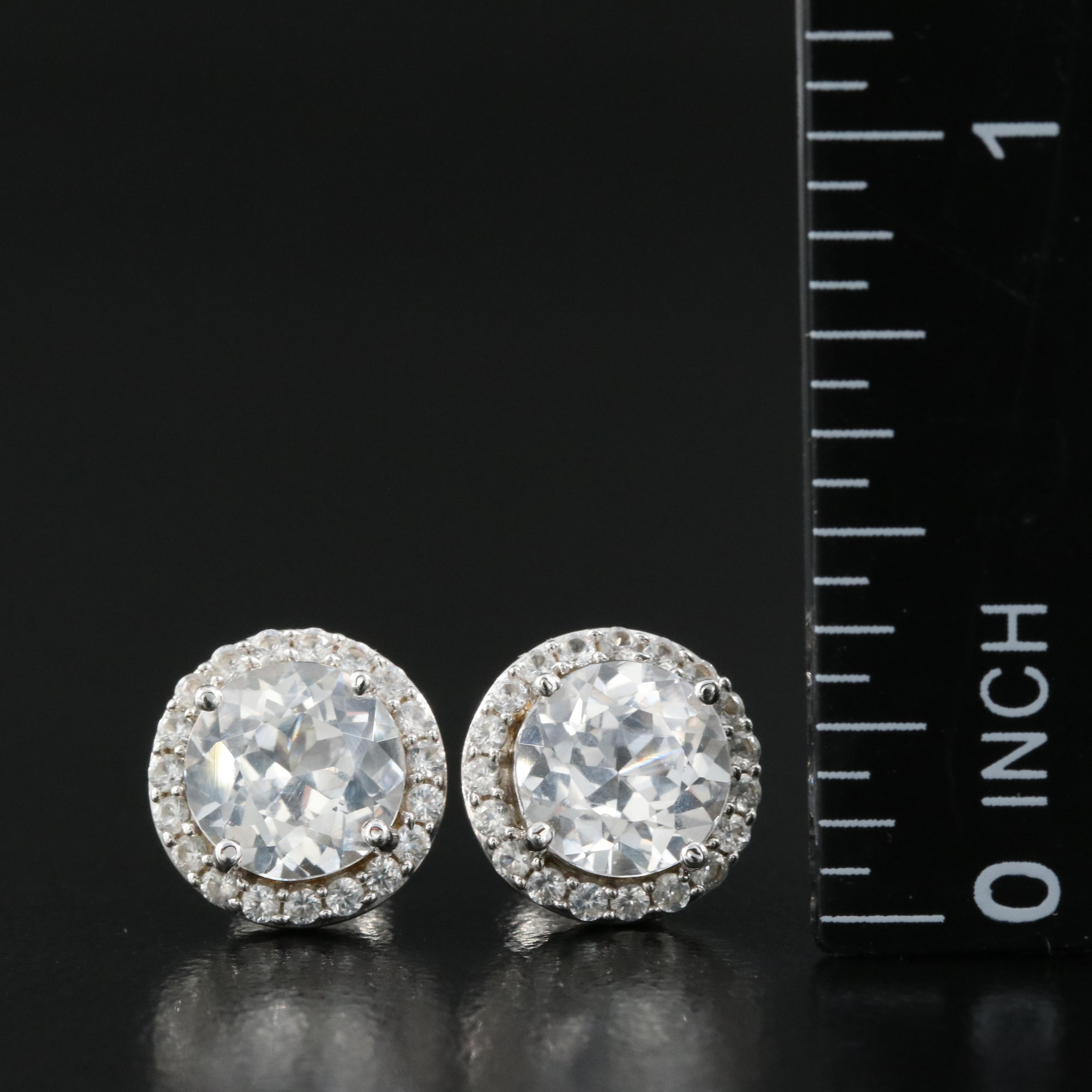 Sterling White Sapphire Stud Earrings