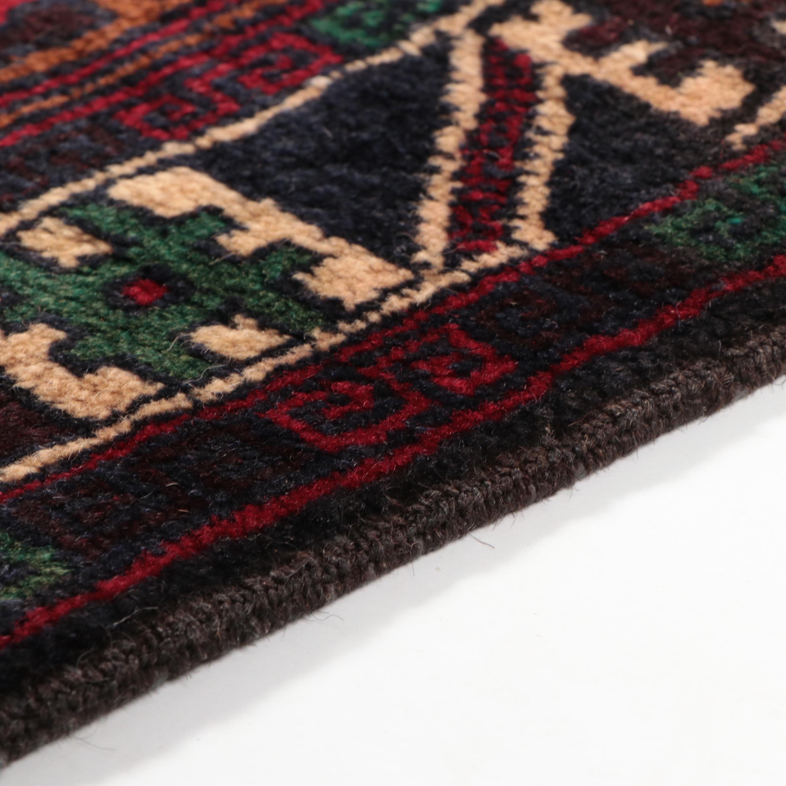 2'9 x 4'11 Hand-Knotted Afghan Baluch Accent Rug