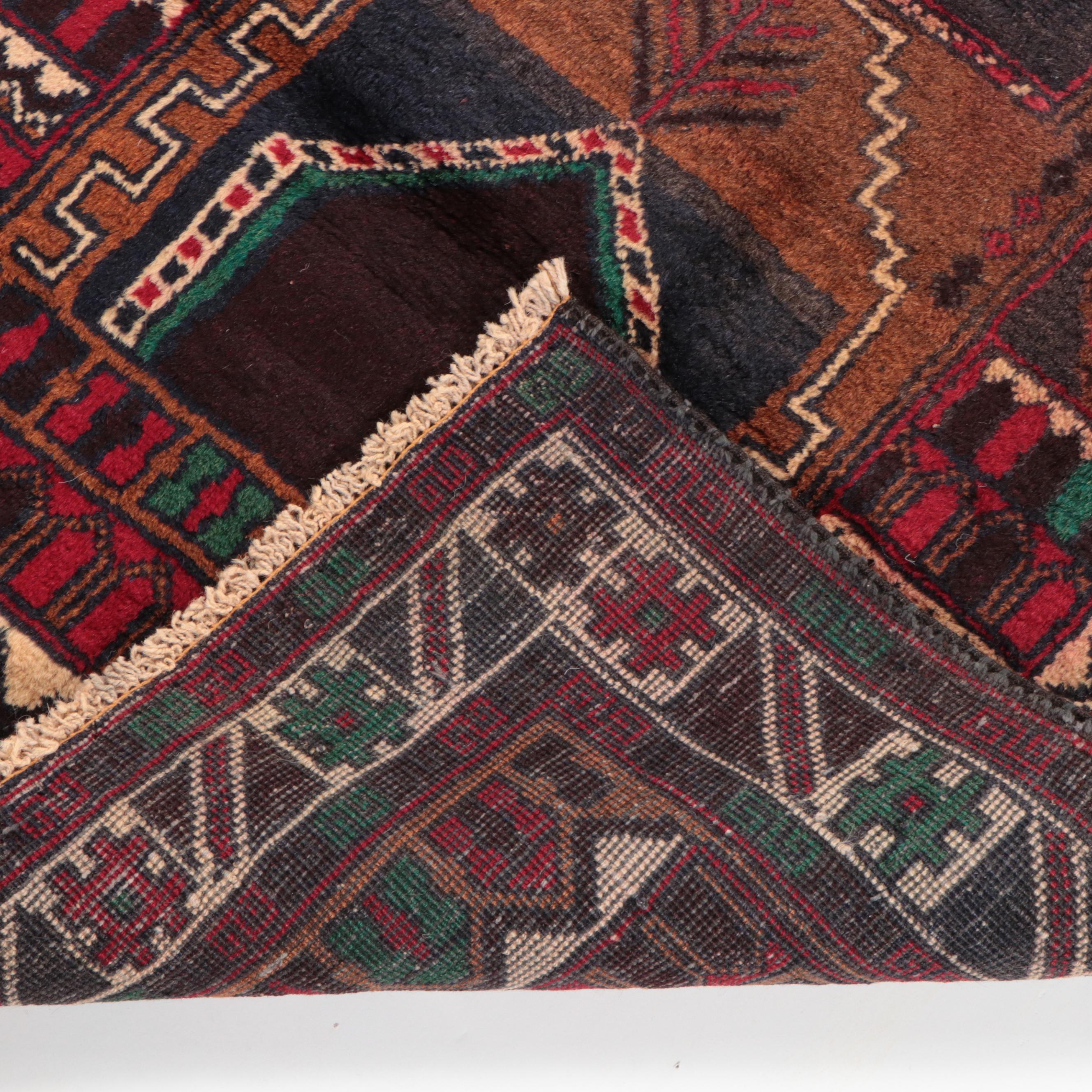 2'9 x 4'11 Hand-Knotted Afghan Baluch Accent Rug