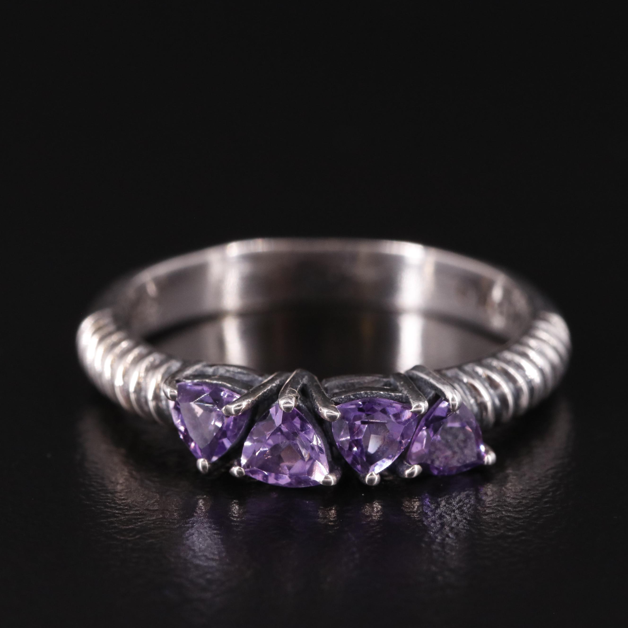 Sterling Four Stone Amethyst Ring