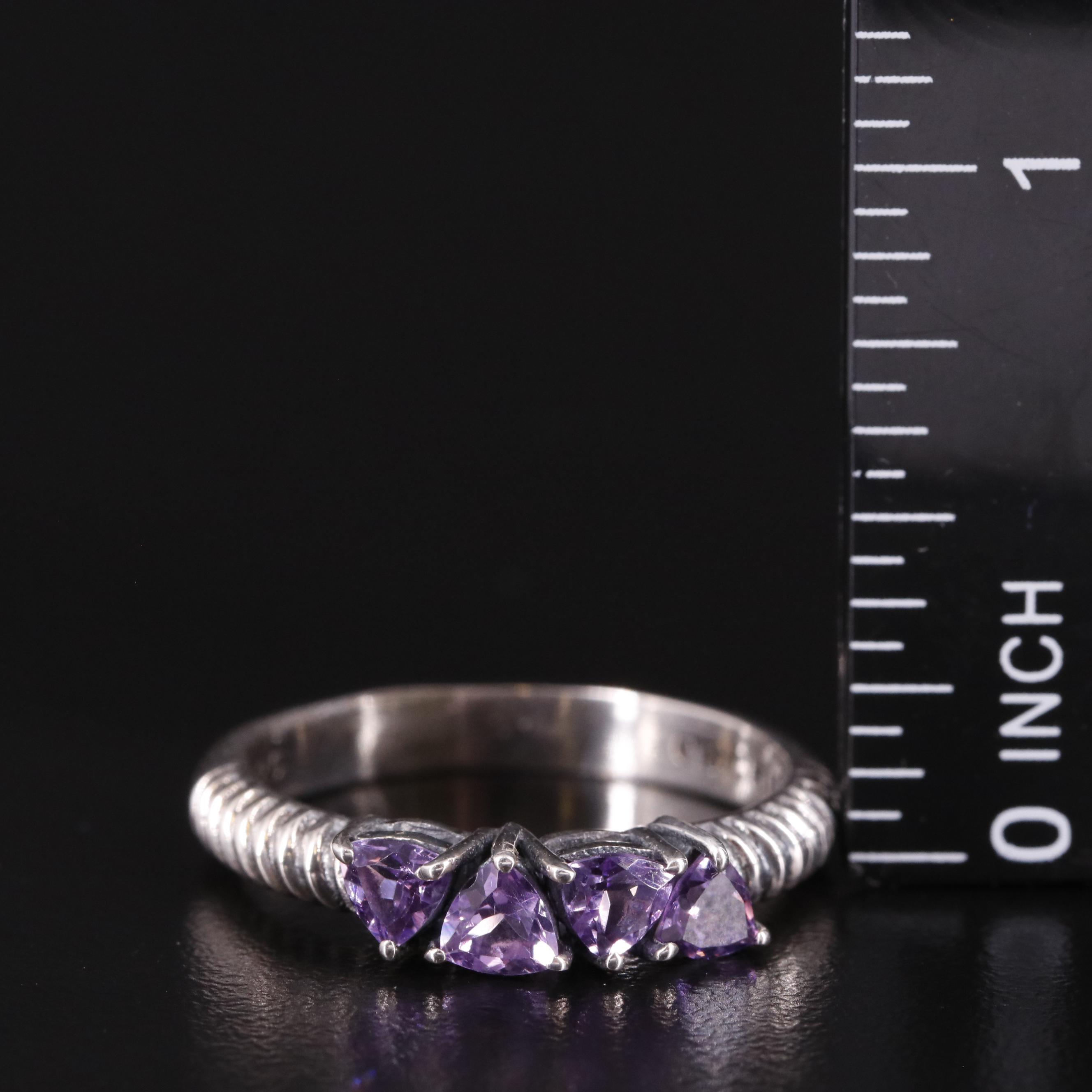 Sterling Four Stone Amethyst Ring