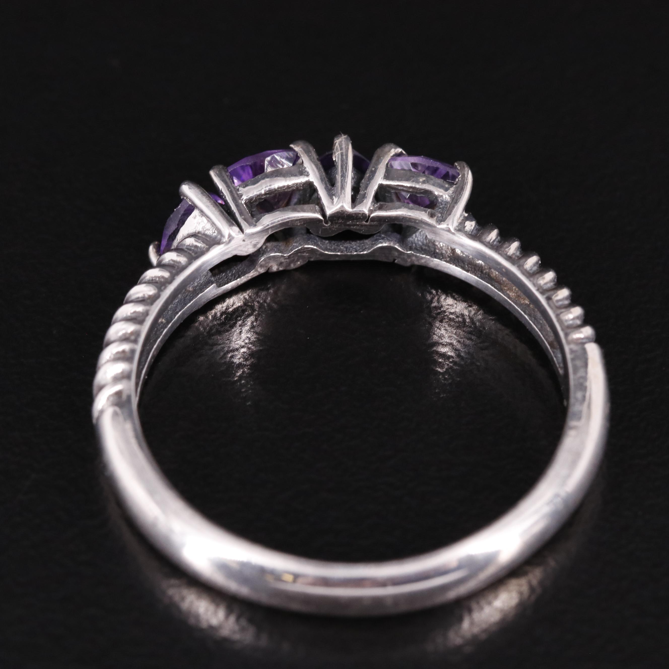 Sterling Four Stone Amethyst Ring