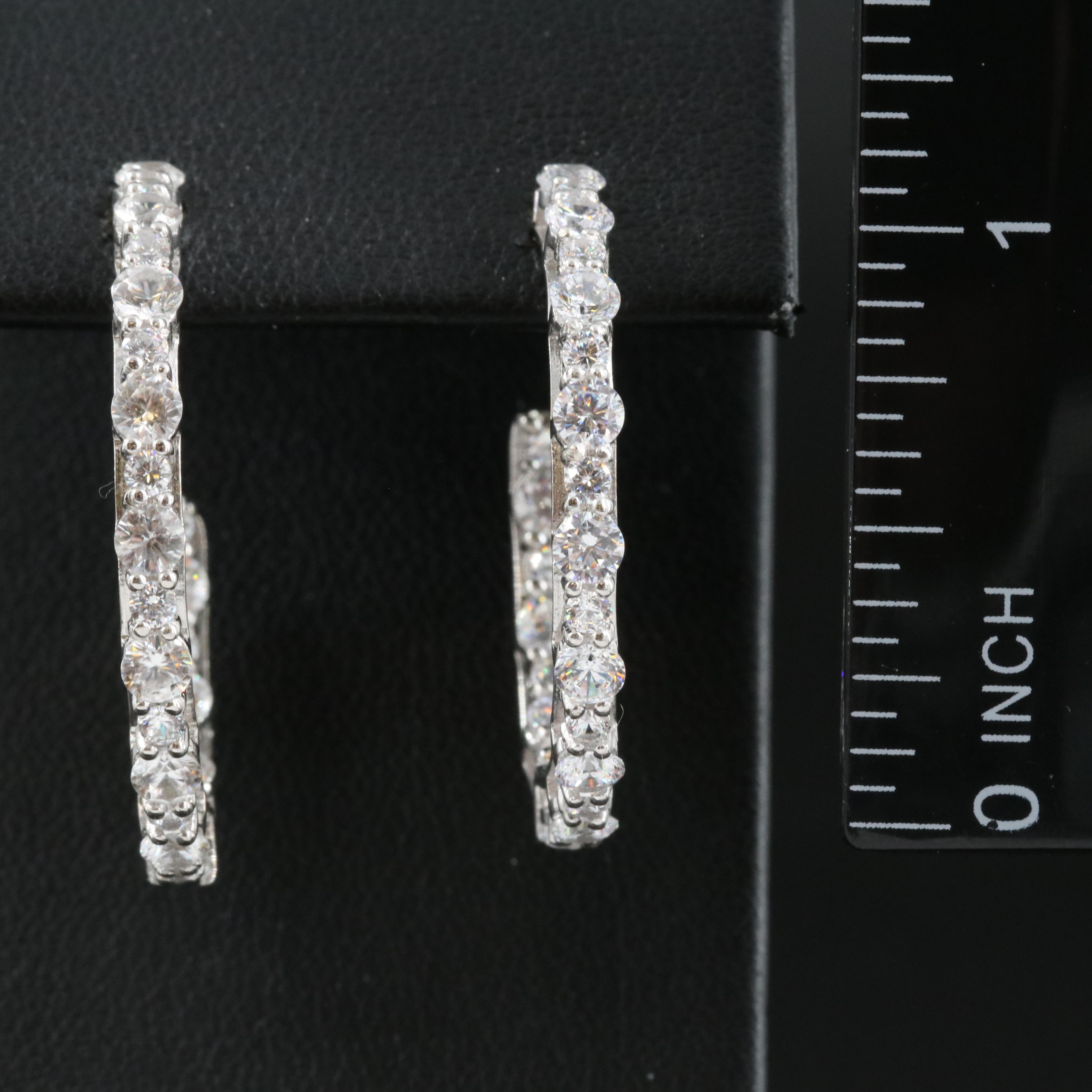 Sterling Zircon and Cubic Zirconia Inside-Out Hoop Earrings