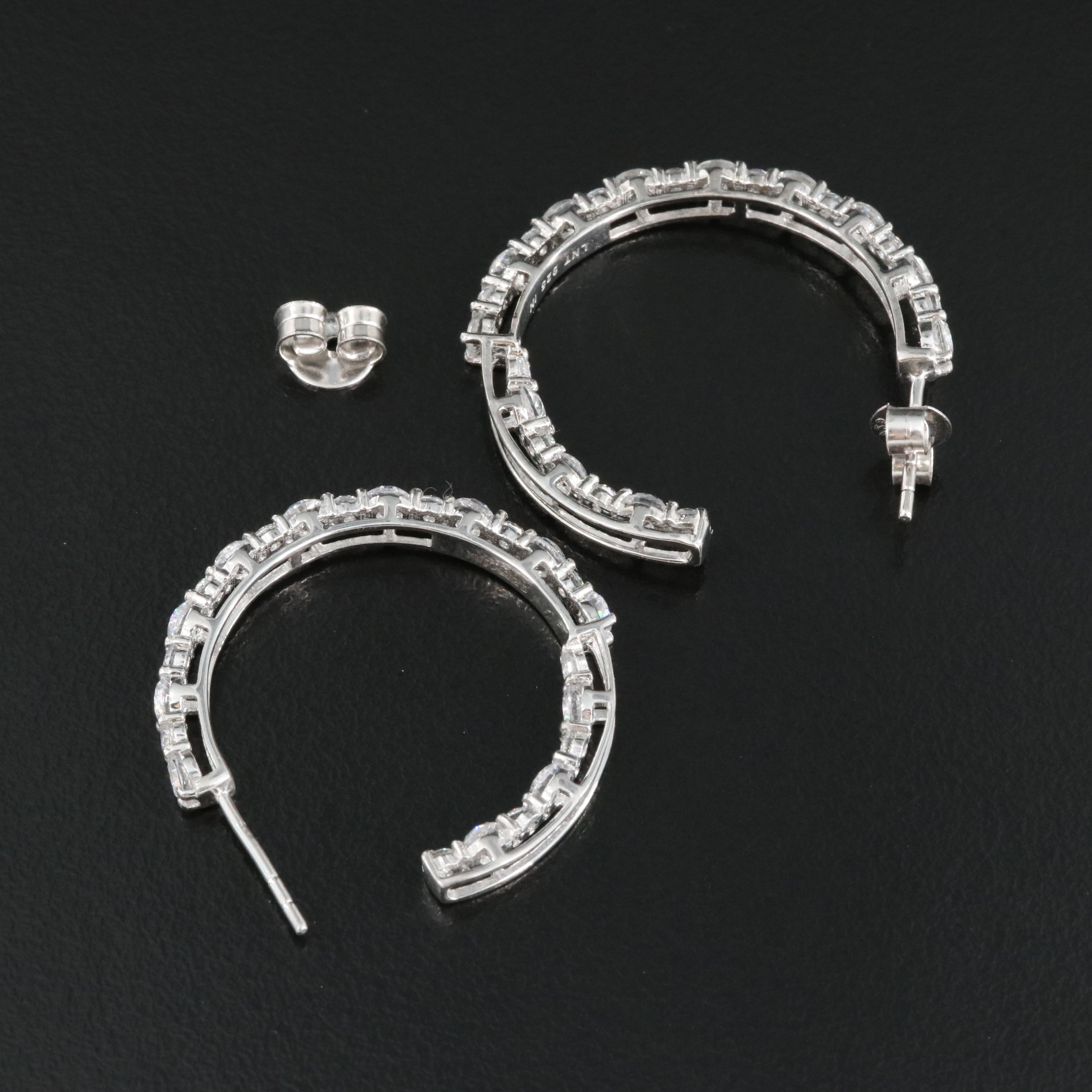 Sterling Zircon and Cubic Zirconia Inside-Out Hoop Earrings