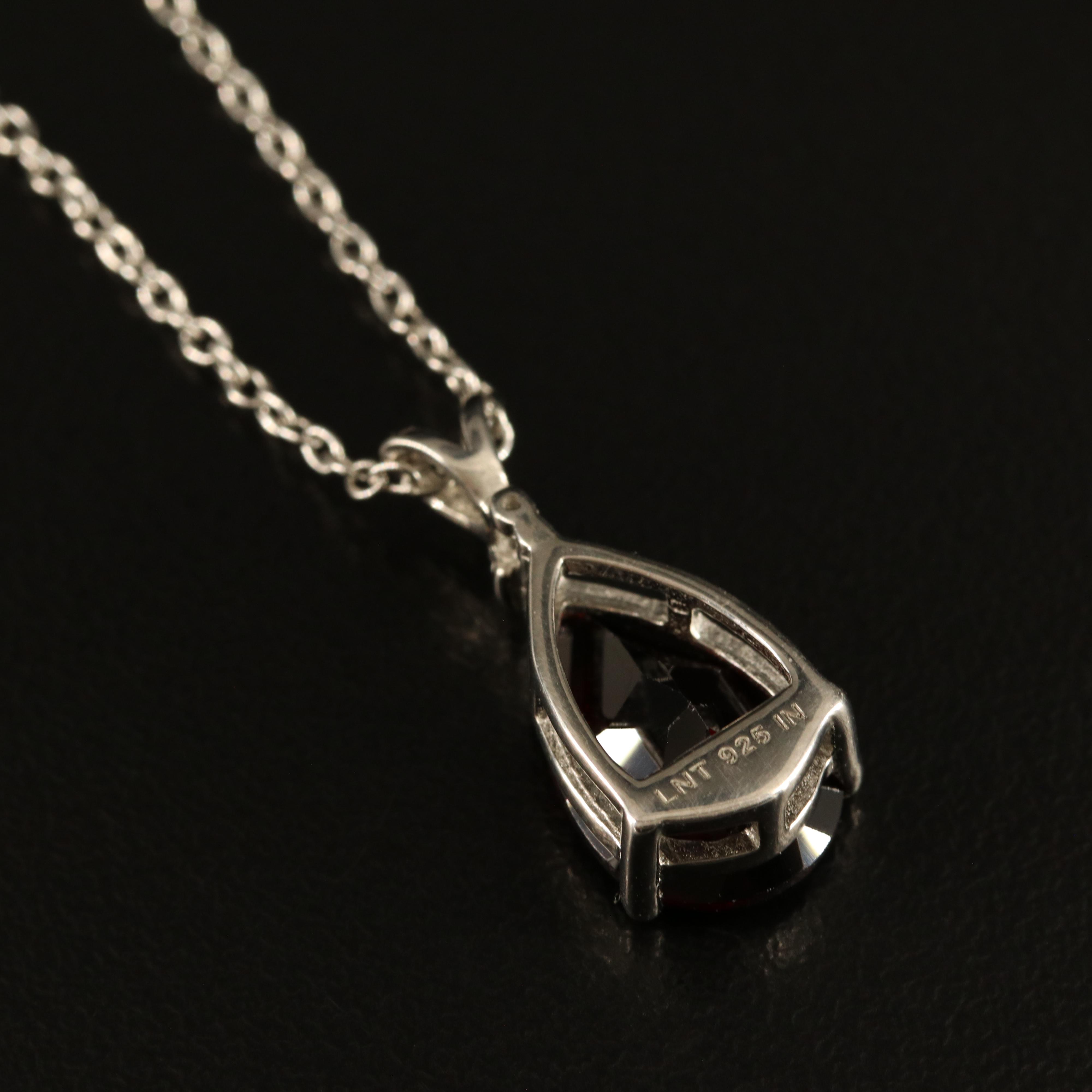 Sterling Garnet and White Zircon Necklace