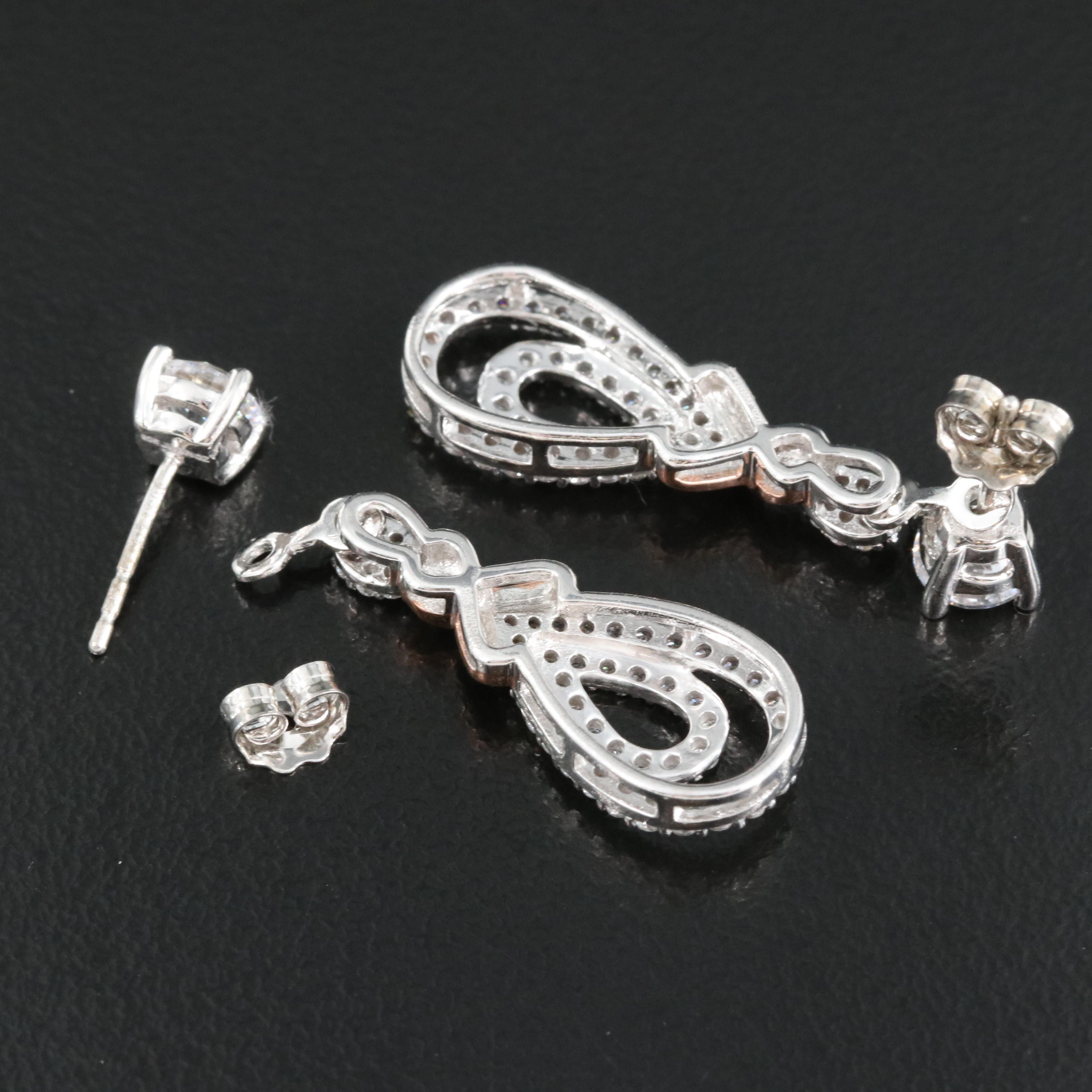 Sterling Cubic Zirconia Earrings with Removable Enhancers