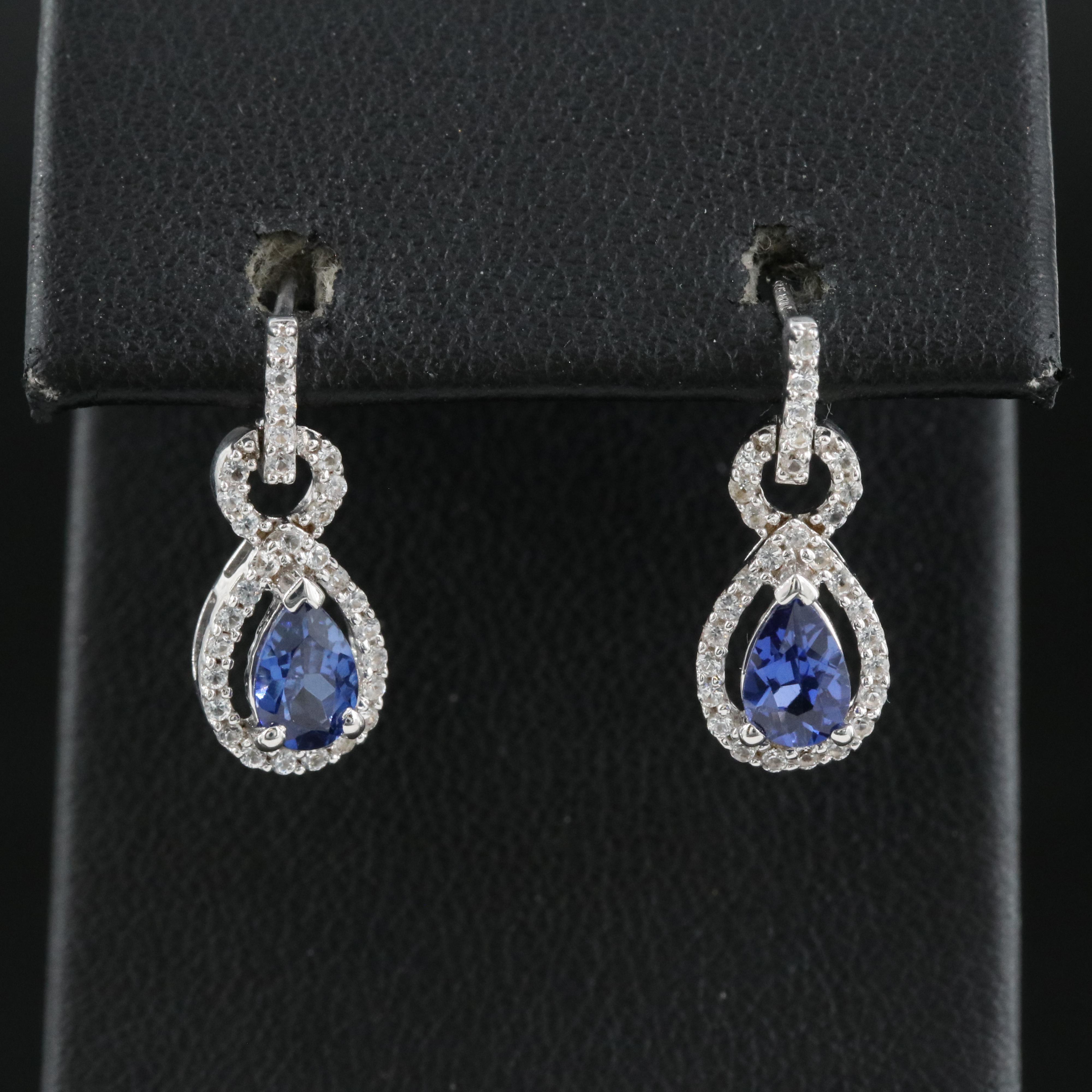 Sterling Sapphire and White Topaz Earrings