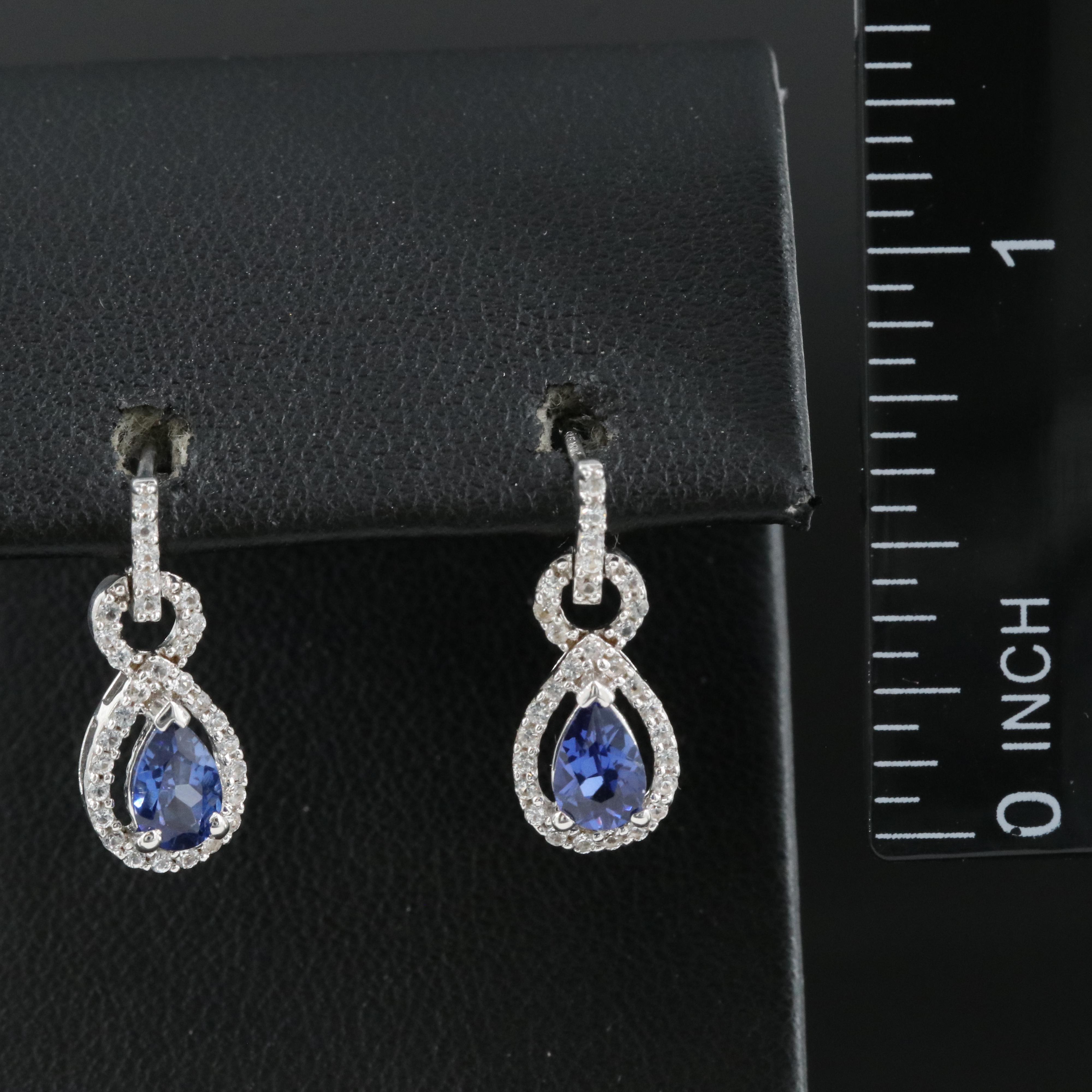 Sterling Sapphire and White Topaz Earrings