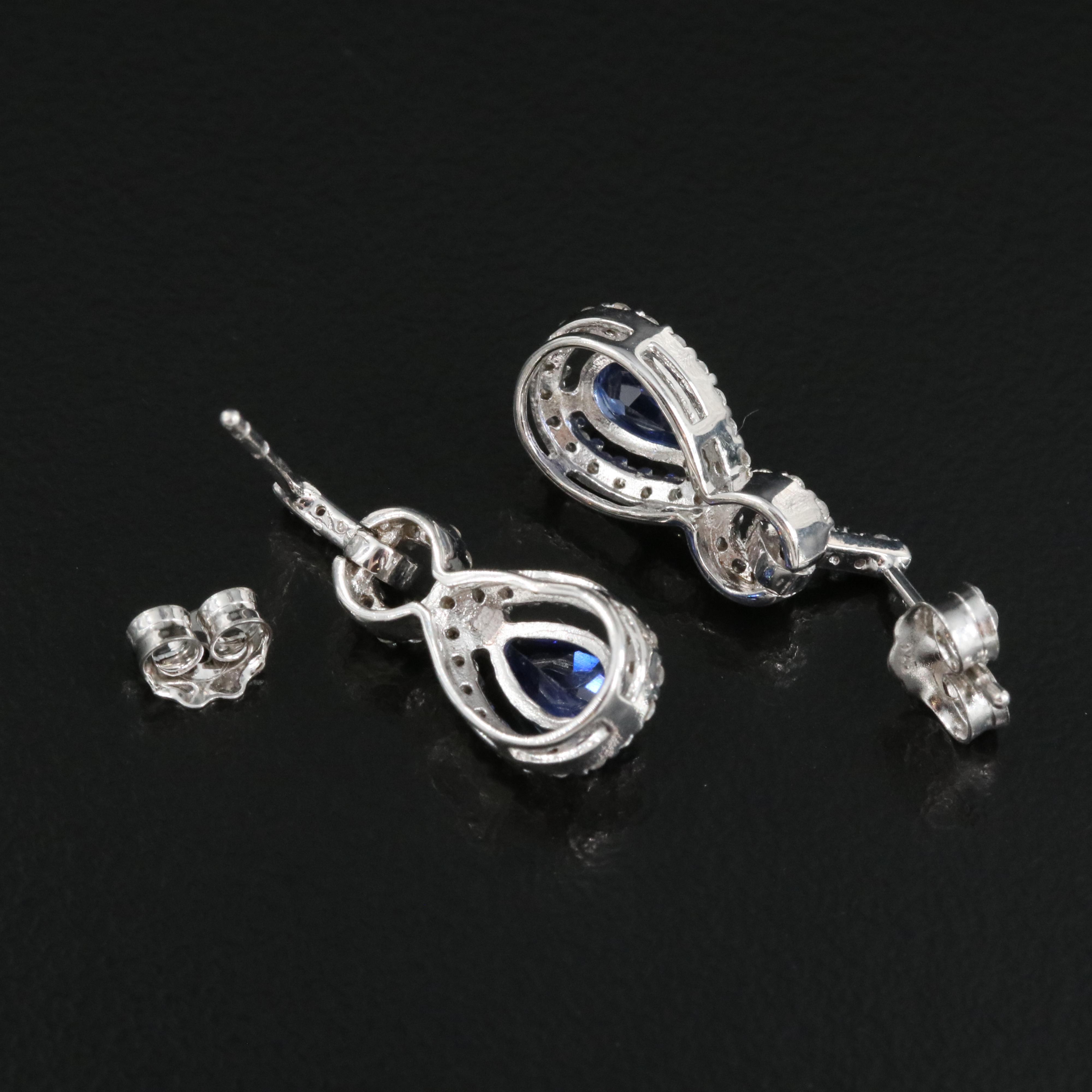 Sterling Sapphire and White Topaz Earrings