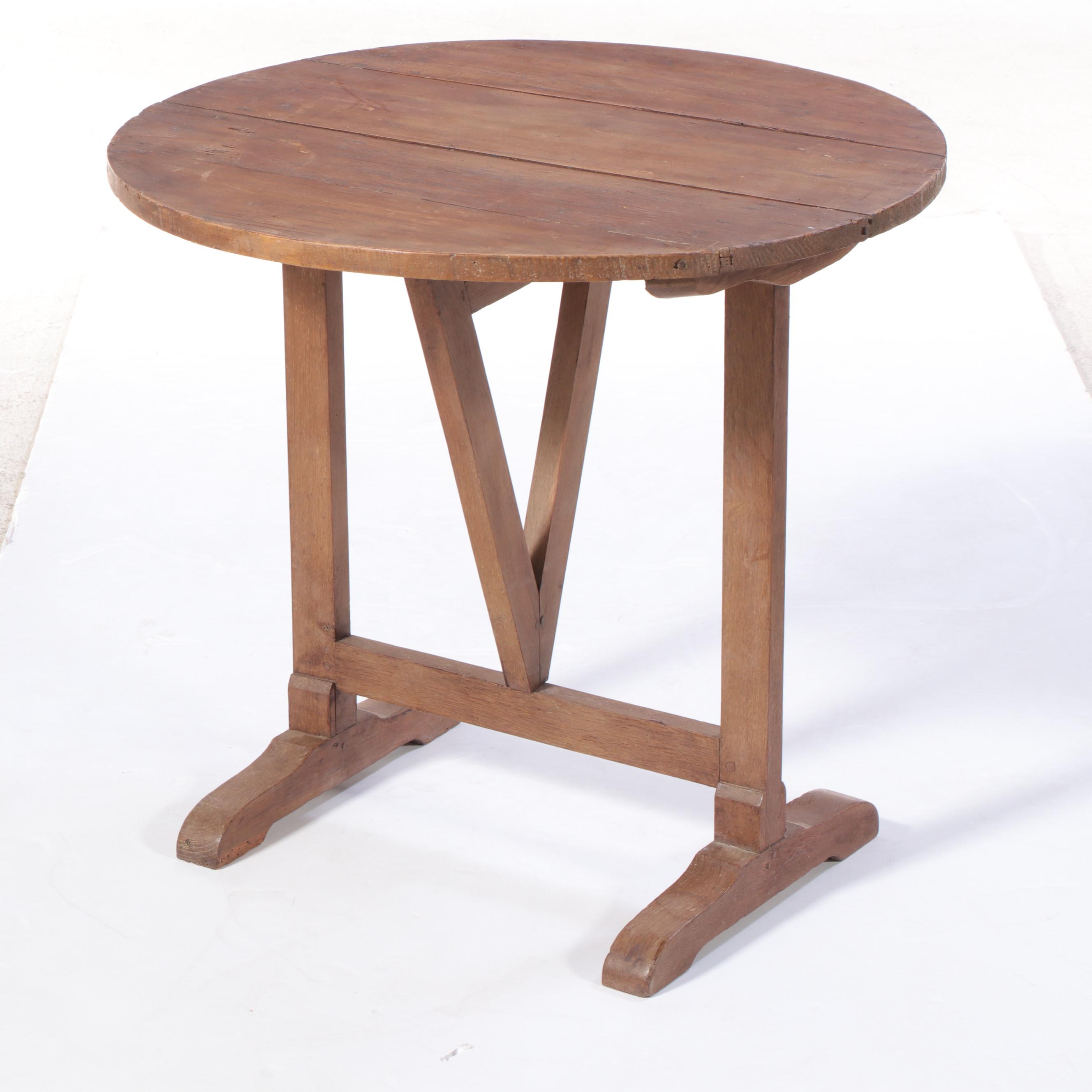 French Provincial Style Reclaimed Pine Tilt-Top Table