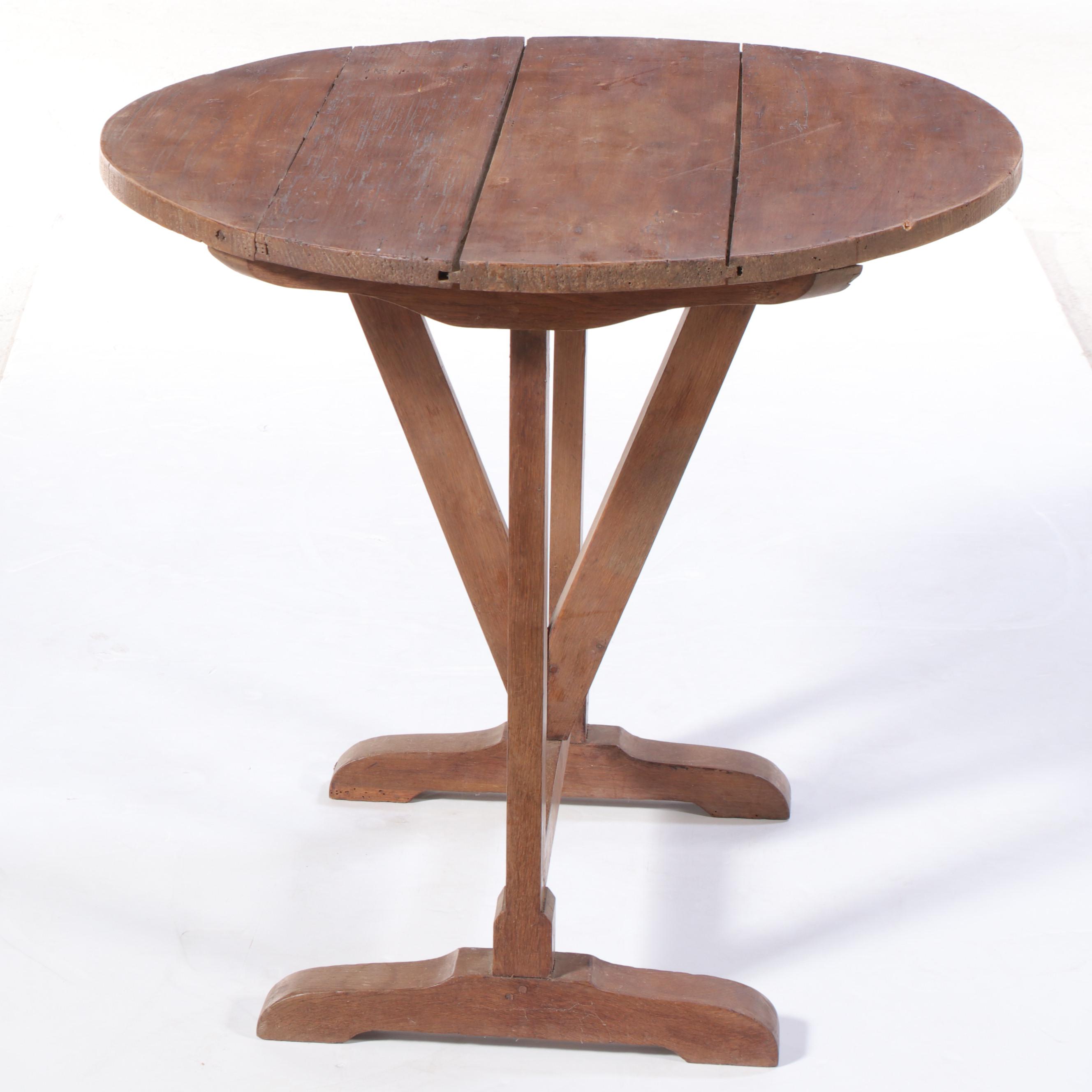 French Provincial Style Reclaimed Pine Tilt-Top Table