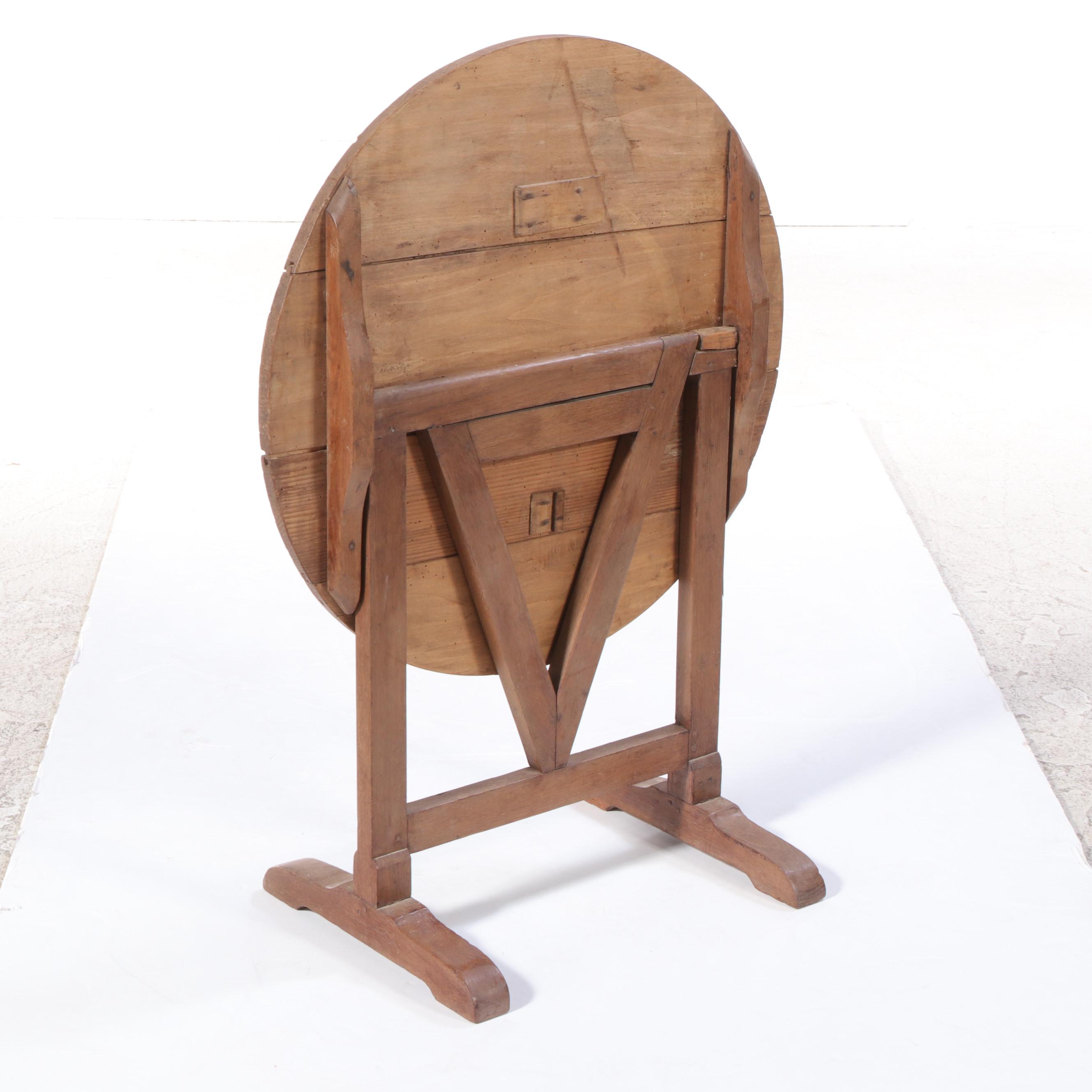 French Provincial Style Reclaimed Pine Tilt-Top Table