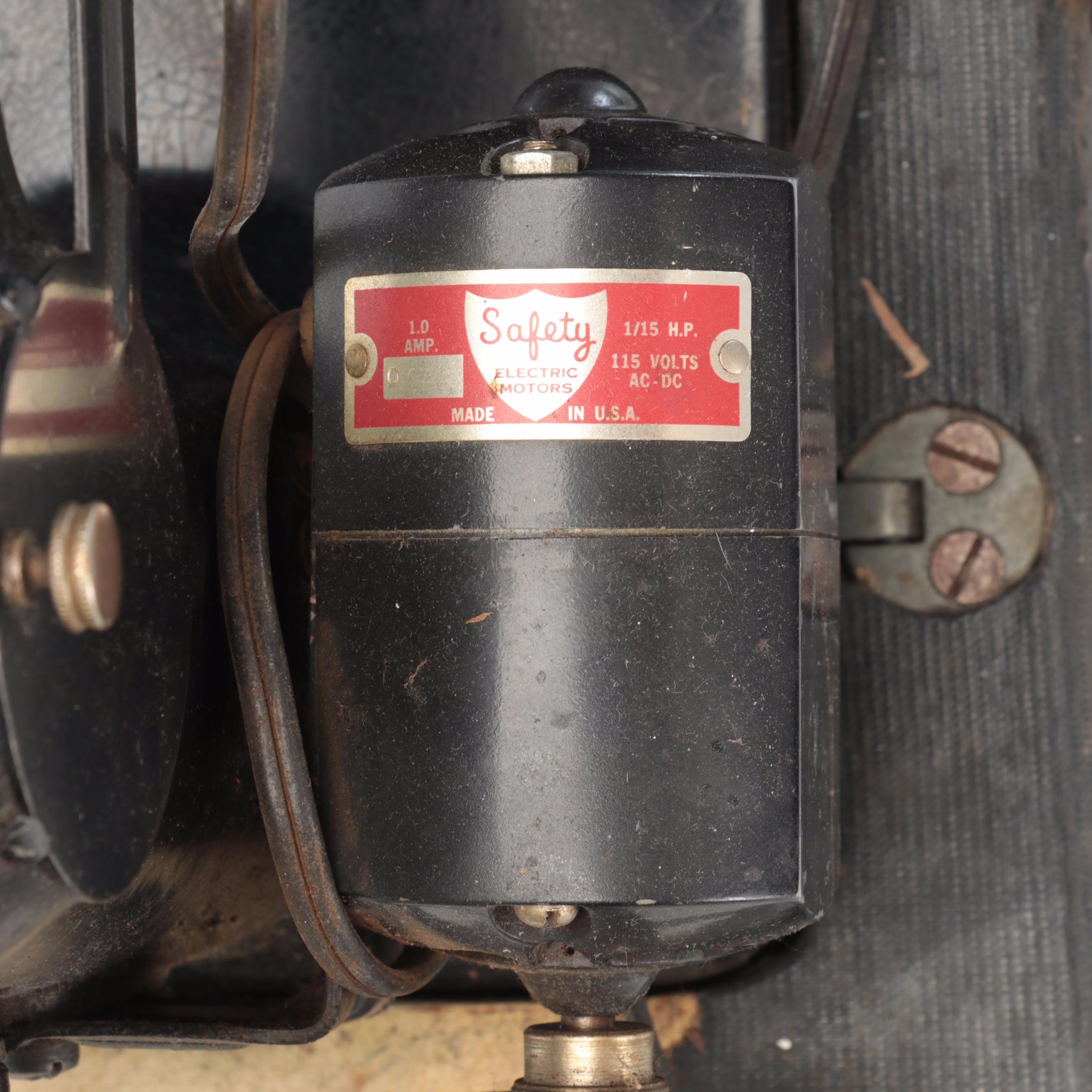 Singer Electric Sewing Machine with Cabinet Mount, Pedal, Early to Mid 20th C.