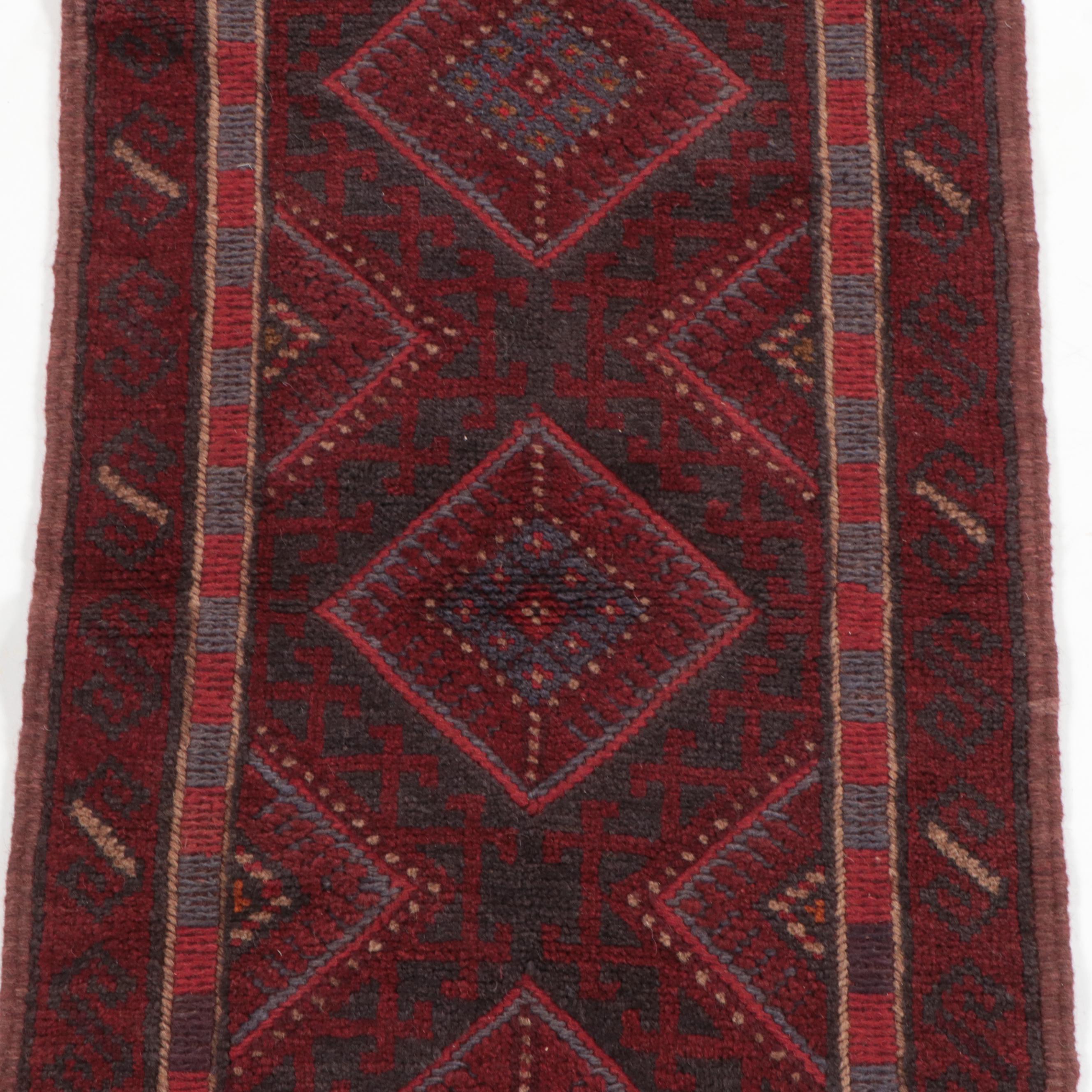 1'11 x 7'9 Hand-Knotted Afghan Mixed Technique Carpet Runner
