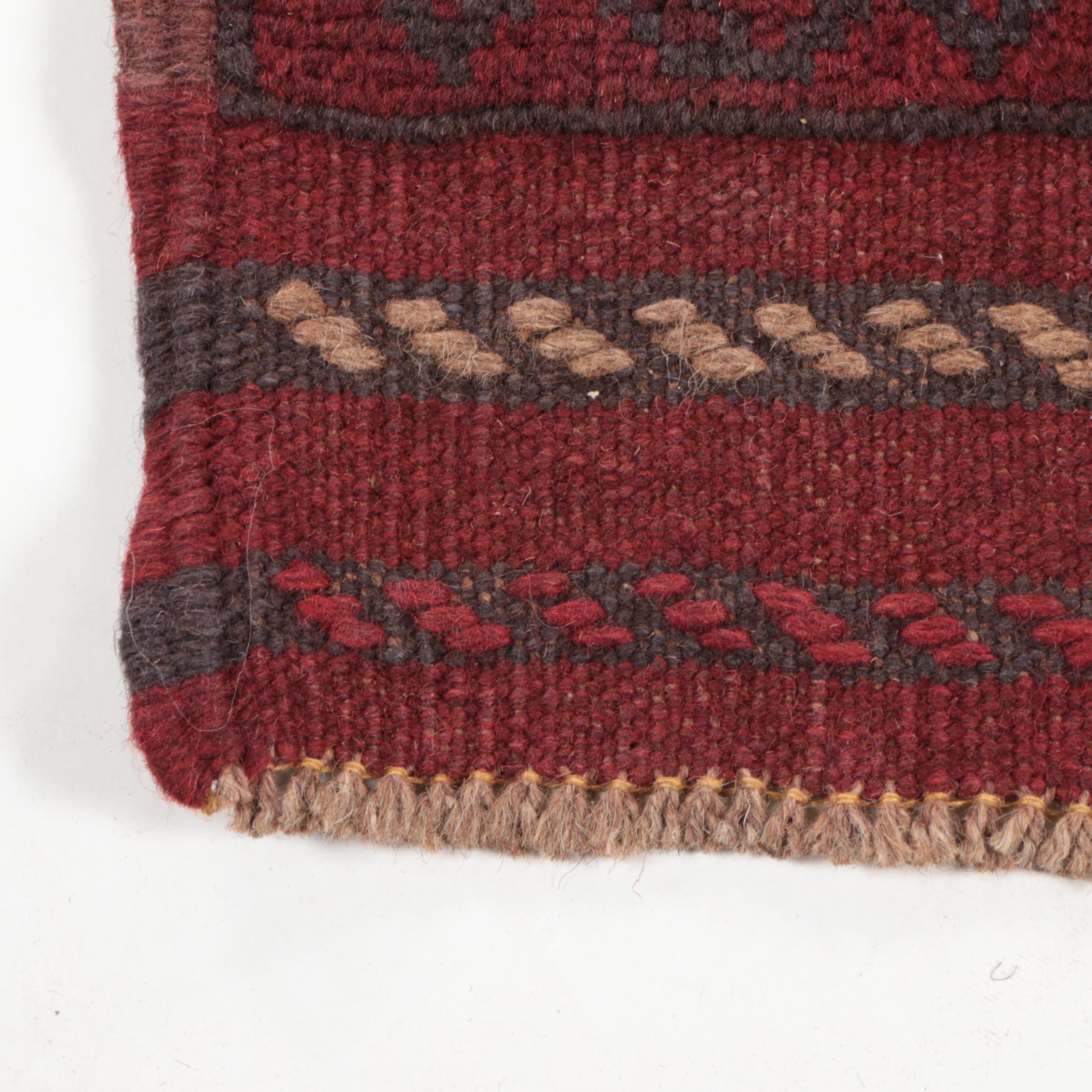 1'11 x 7'9 Hand-Knotted Afghan Mixed Technique Carpet Runner